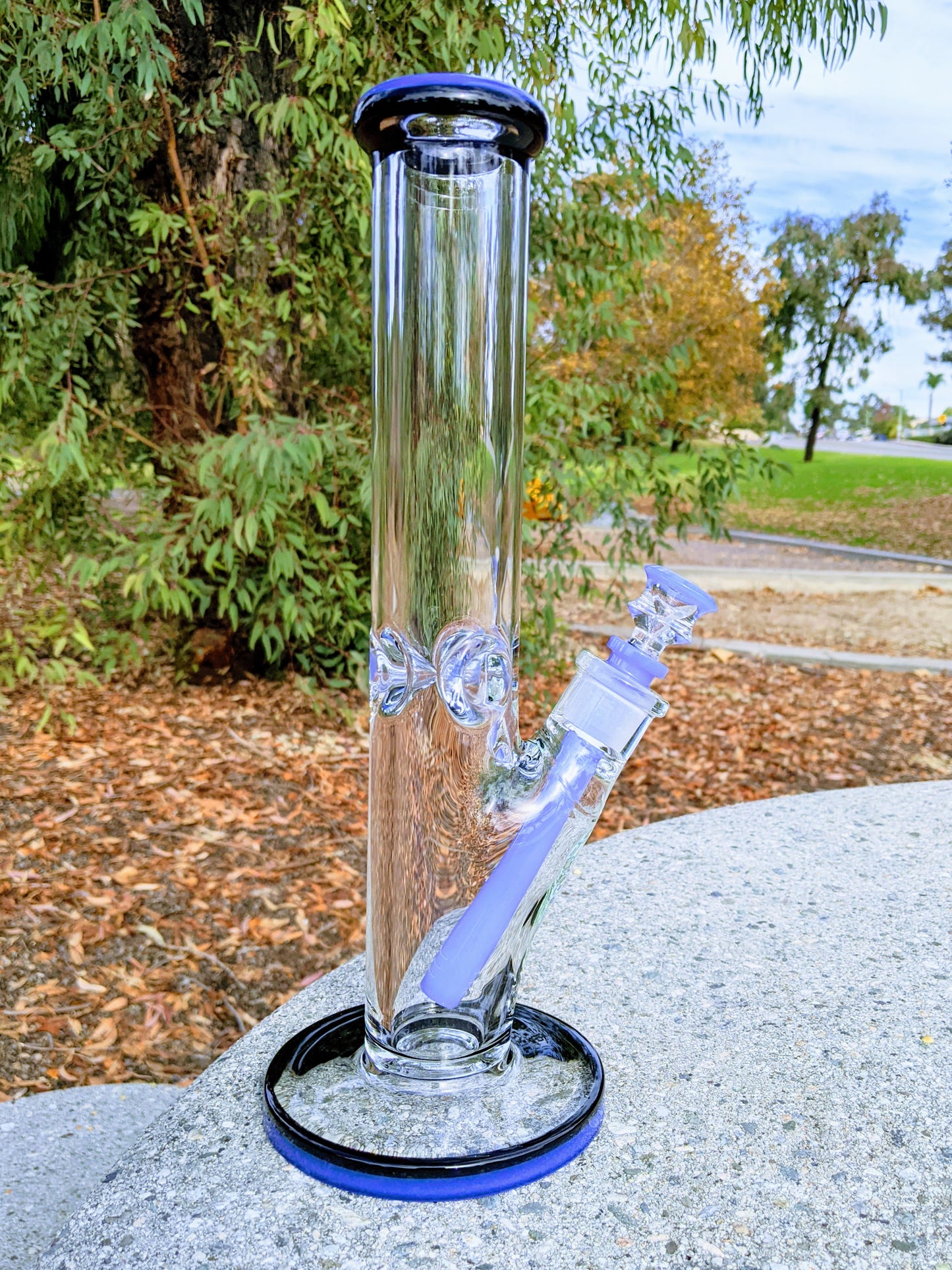 14" 9mm Blue & Black Heavy Straight Shooter Bong