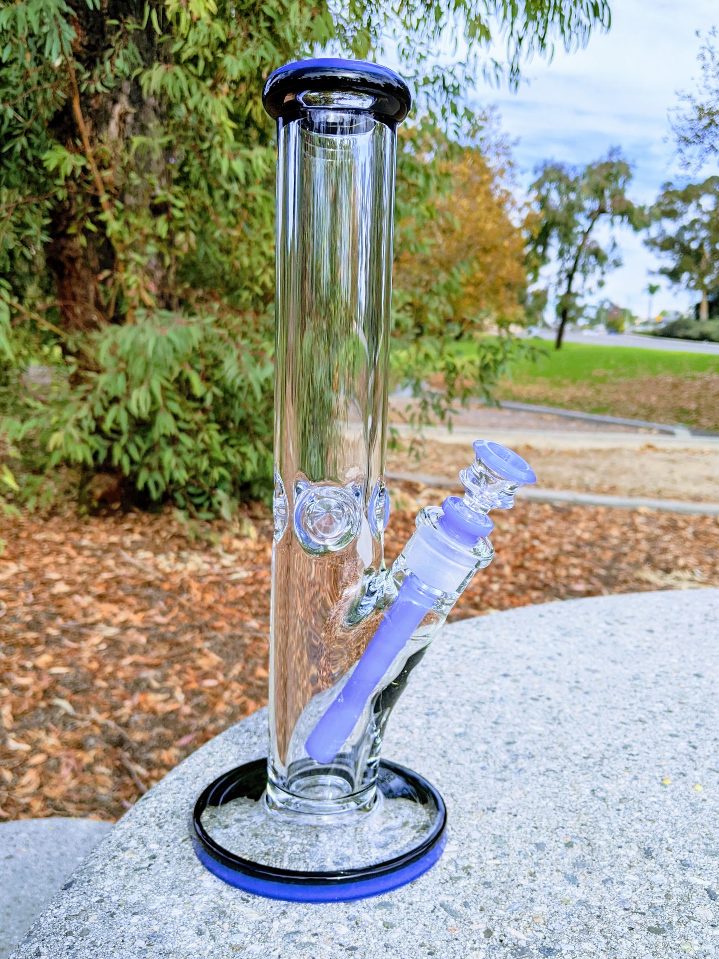 14" 9mm Blue & Black Heavy Straight Shooter Bong