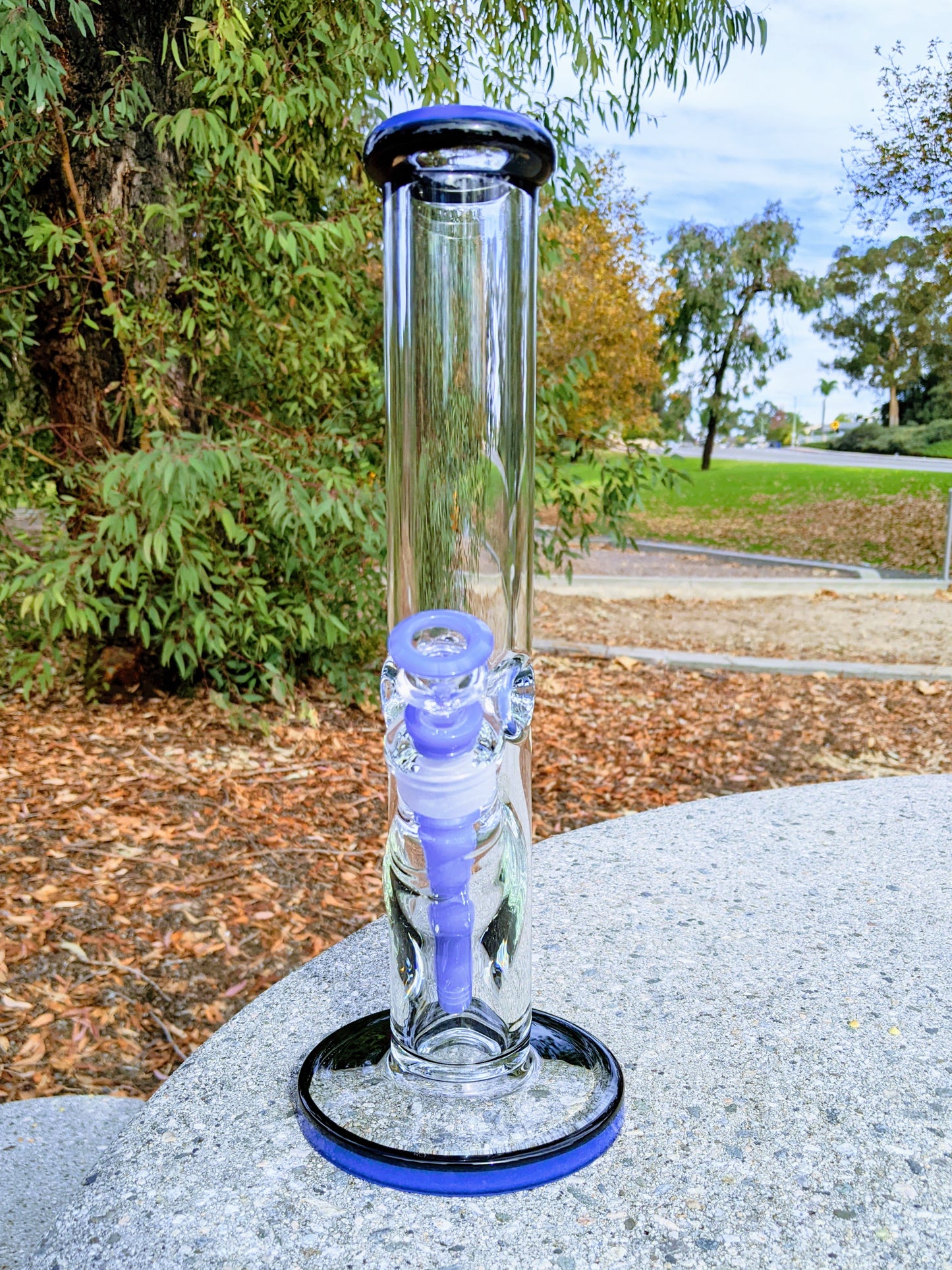 14" 9mm Blue & Black Heavy Straight Shooter Bong