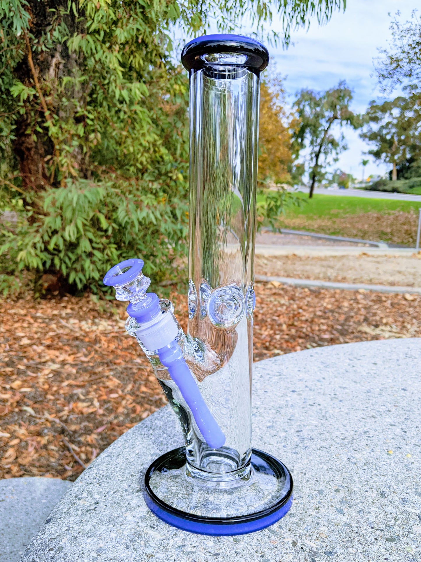 14" 9mm Blue & Black Heavy Straight Shooter Bong