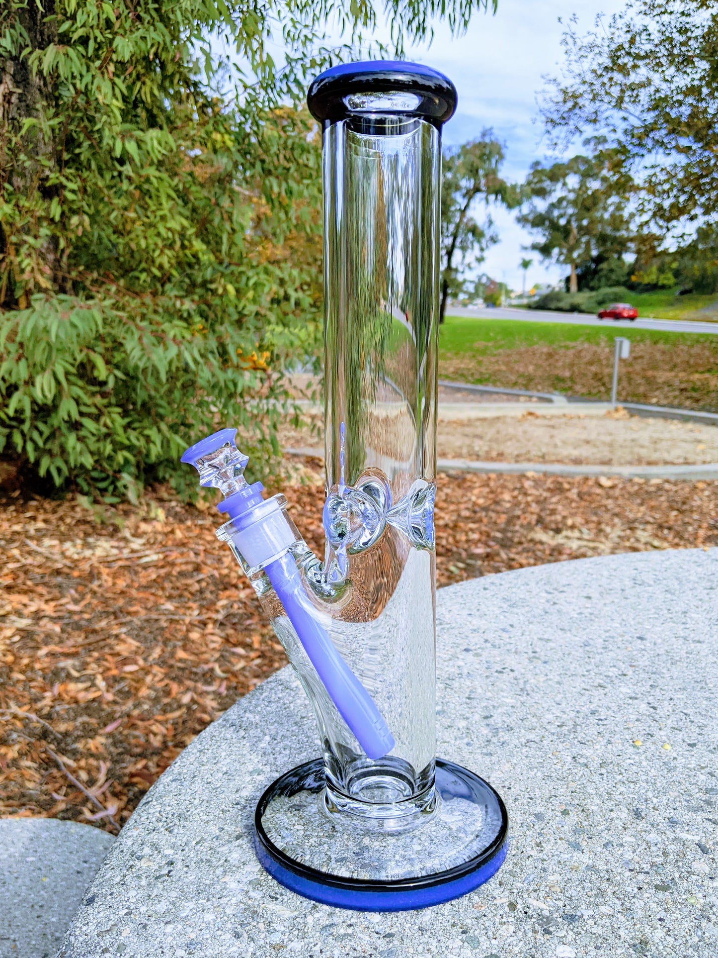 14" 9mm Blue & Black Heavy Straight Shooter Bong