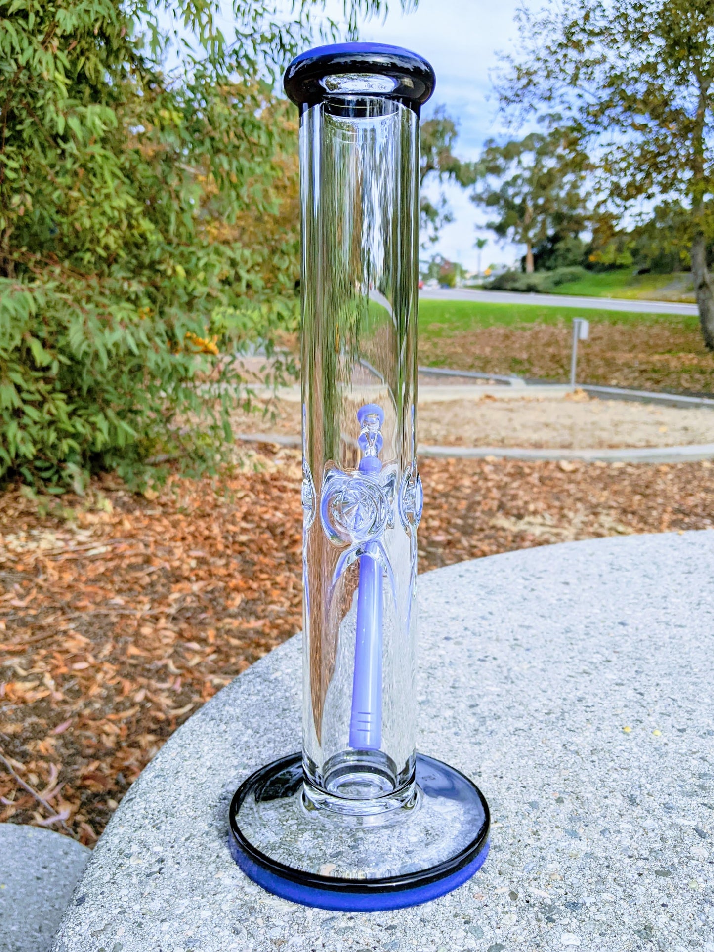 14" 9mm Blue & Black Heavy Straight Shooter Bong