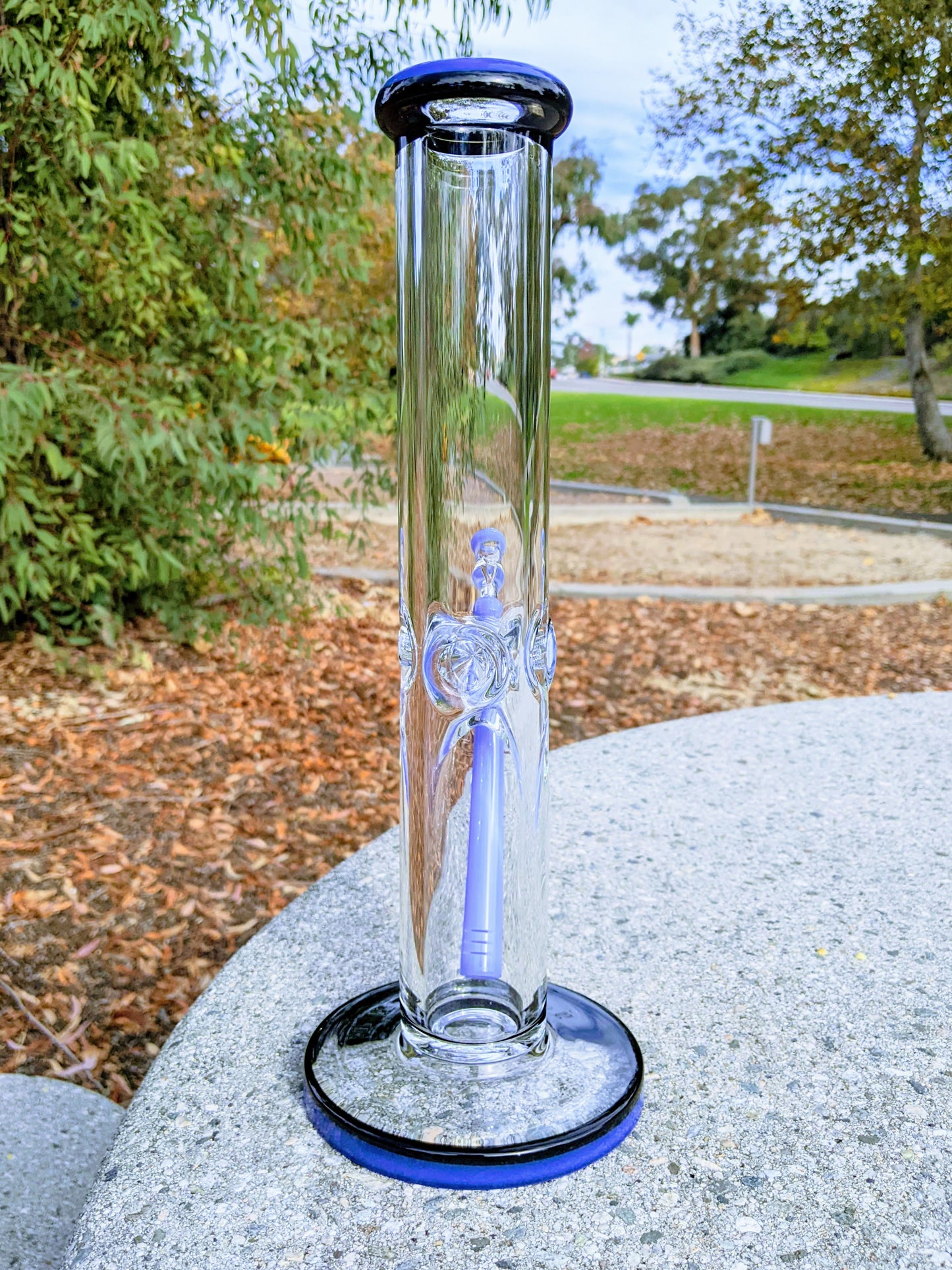 14" 9mm Blue & Black Heavy Straight Shooter Bong