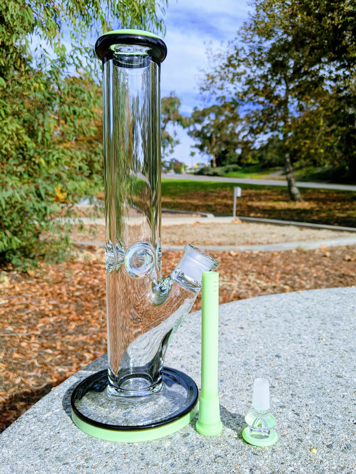 14" 9mm Green & Black Heavy Straight Shooter Bong