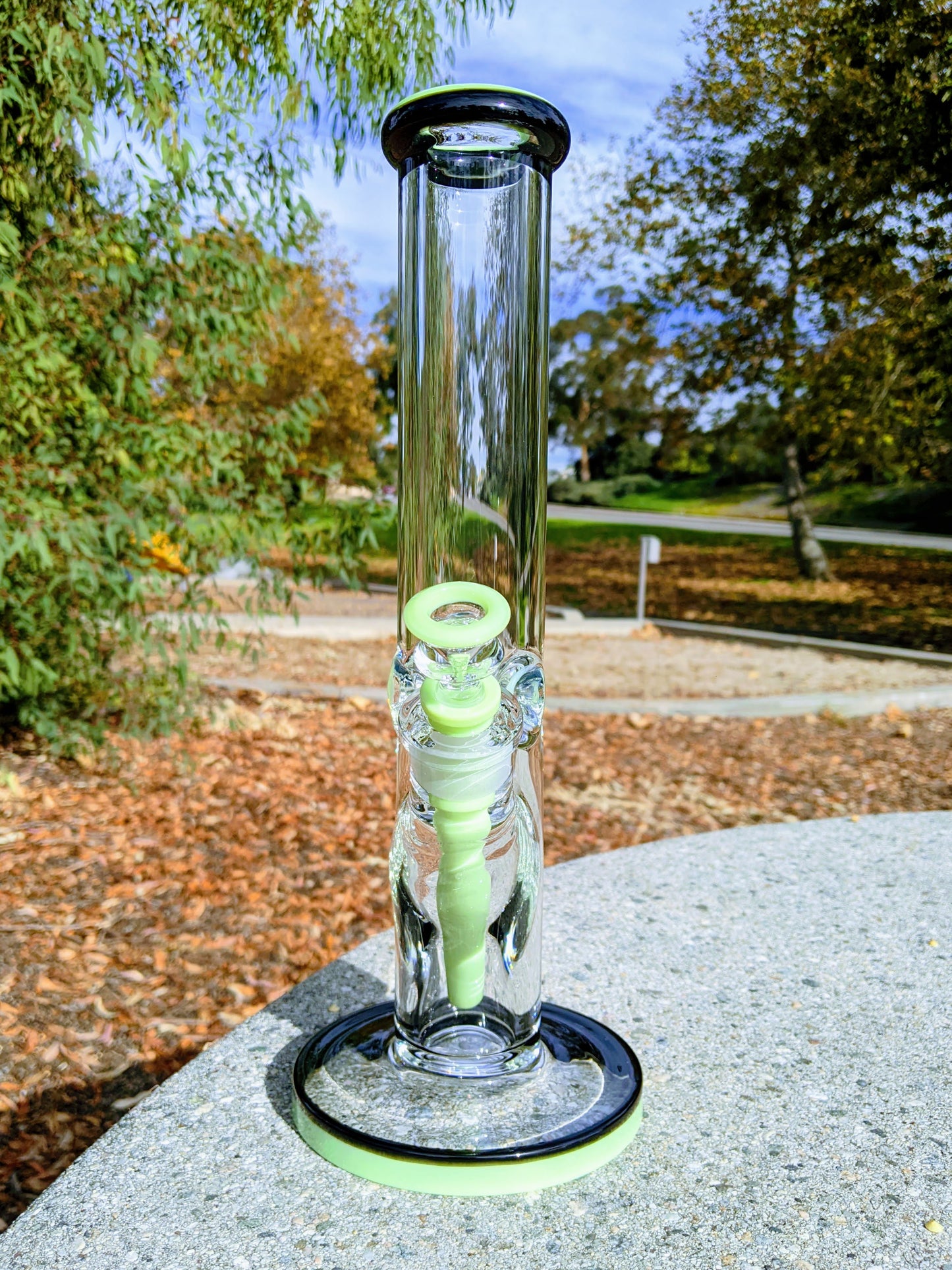 14" 9mm Green & Black Heavy Straight Shooter Bong