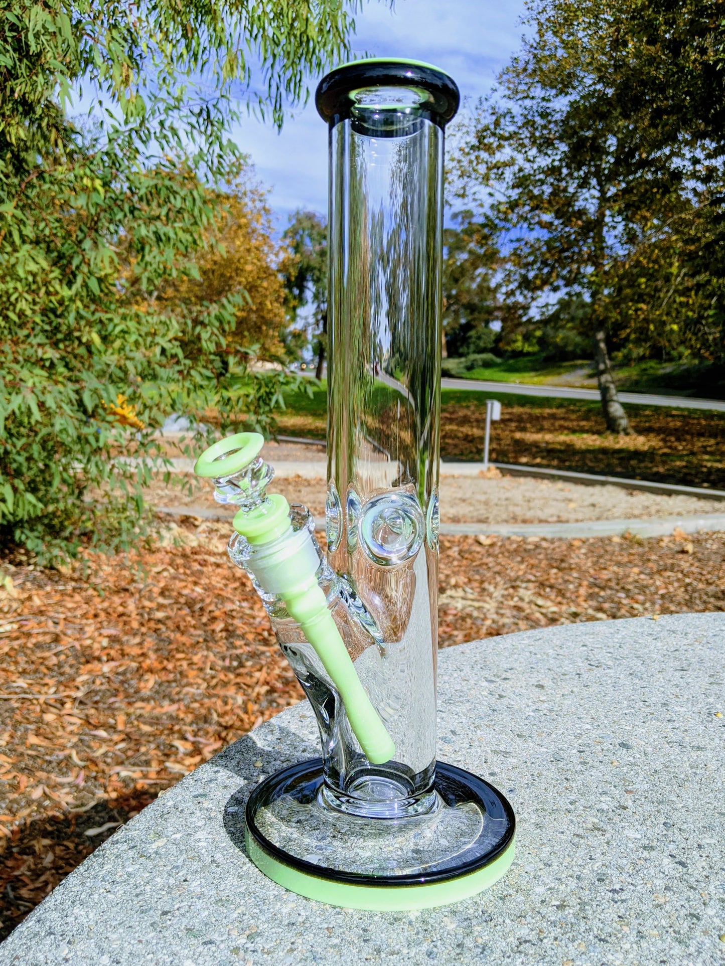 14" 9mm Green & Black Heavy Straight Shooter Bong