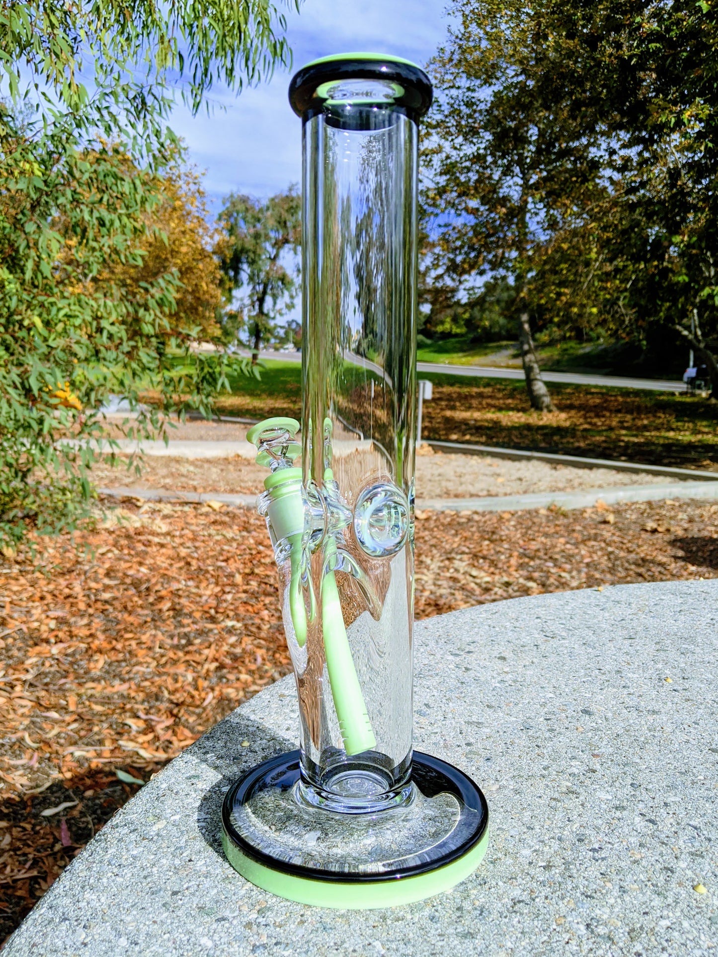 14" 9mm Green & Black Heavy Straight Shooter Bong