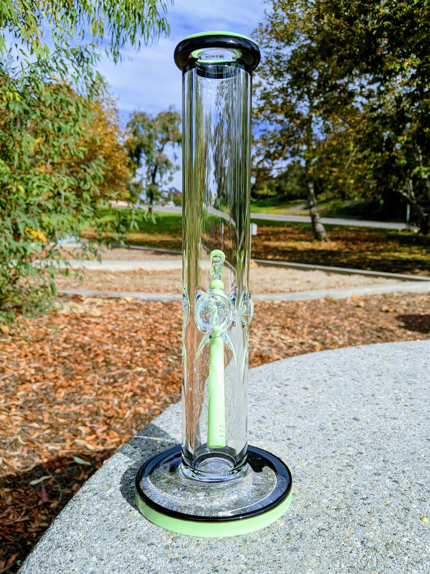 14" 9mm Green & Black Heavy Straight Shooter Bong