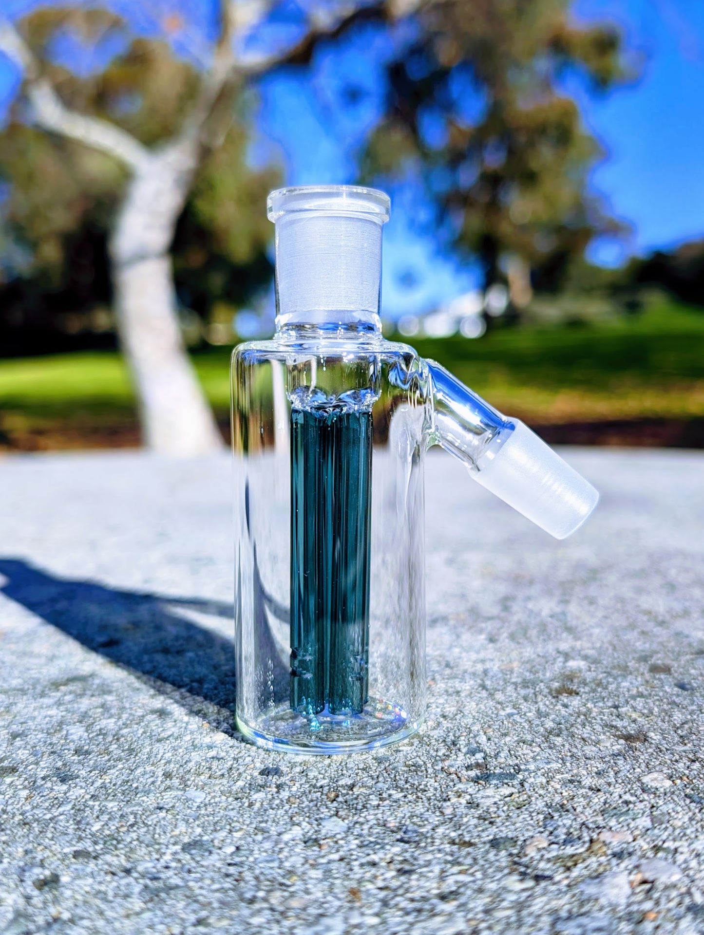 4" 14mm 45° Teal Quad Tree Perc Ash Catcher