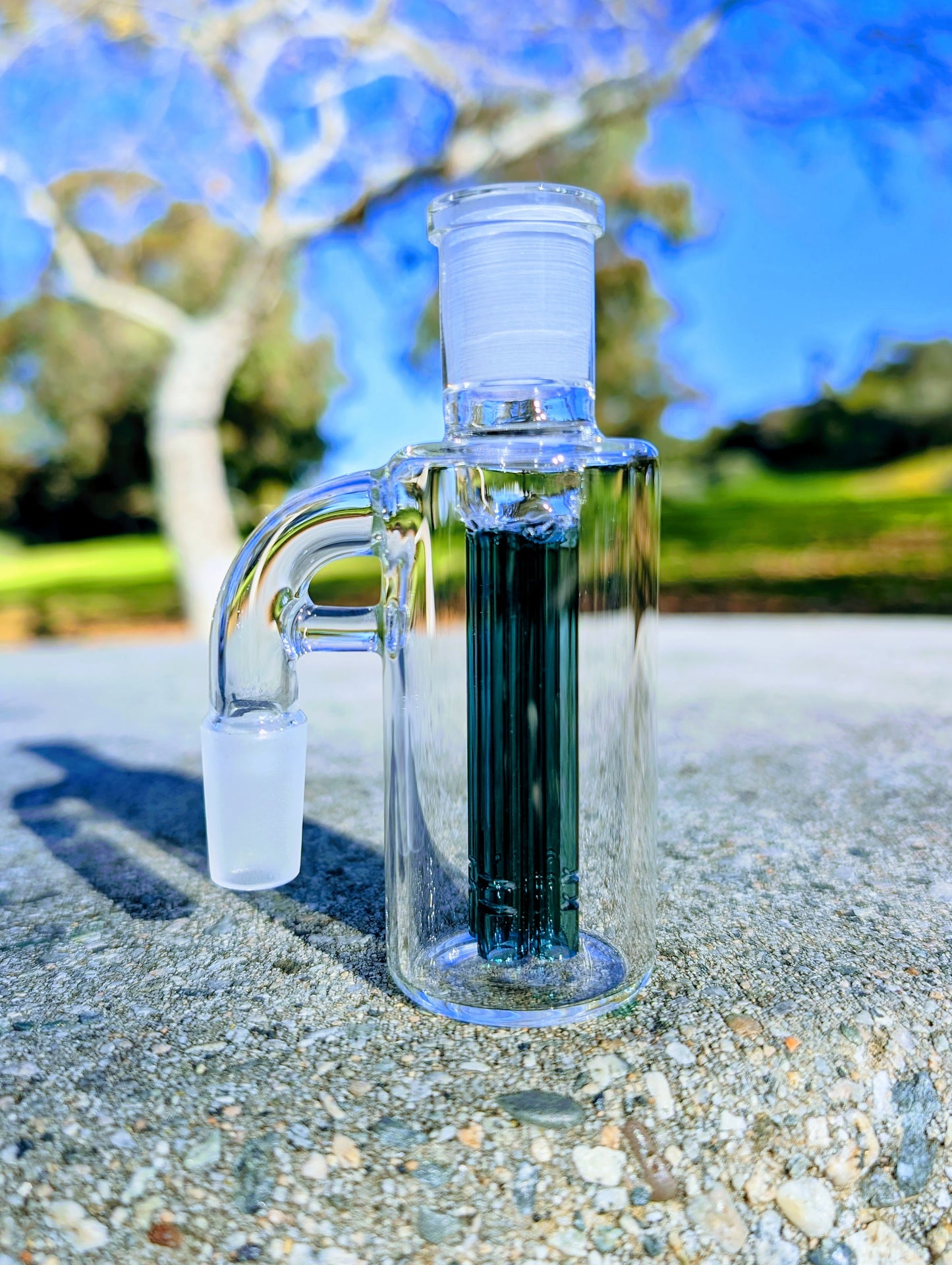 4" 14mm 90° Teal Quad Tree Perc Ash Catcher