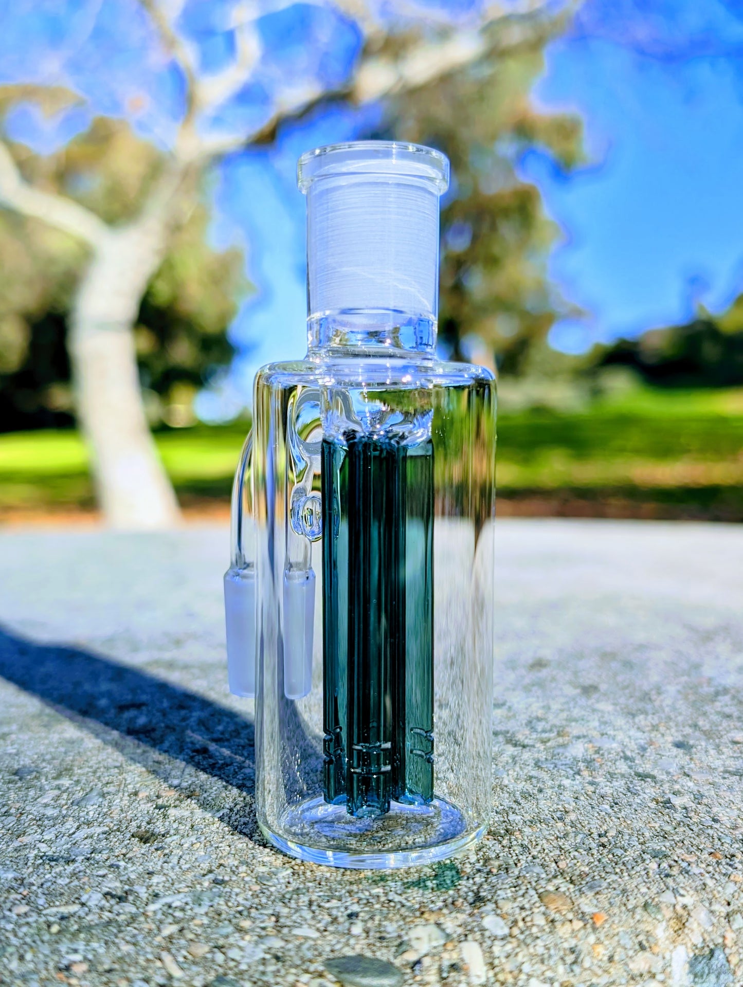 4" 14mm 90° Teal Quad Tree Perc Ash Catcher