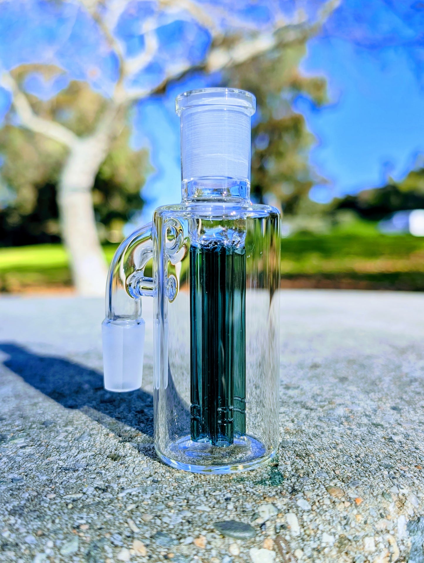 4" 14mm 90° Teal Quad Tree Perc Ash Catcher