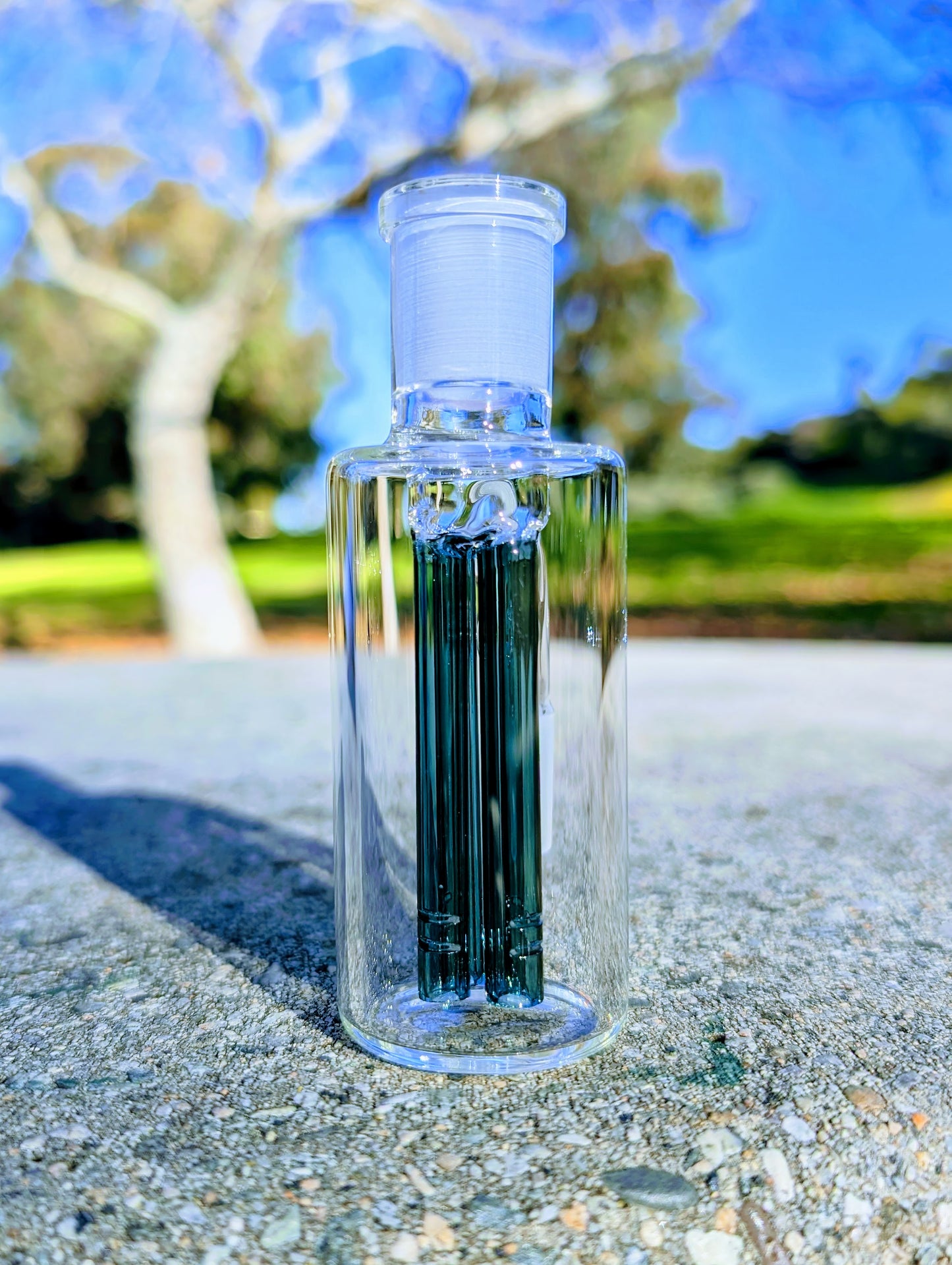 4" 14mm 90° Teal Quad Tree Perc Ash Catcher