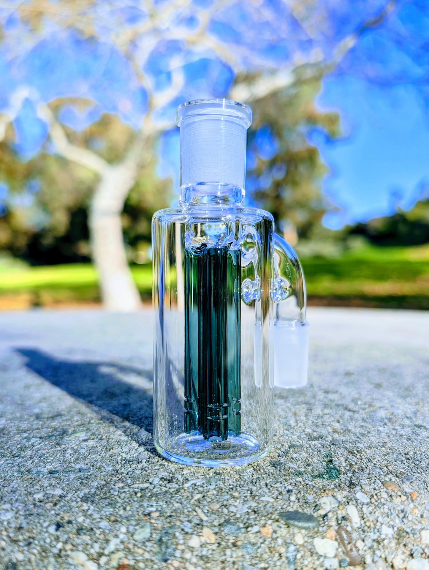 4" 14mm 90° Teal Quad Tree Perc Ash Catcher