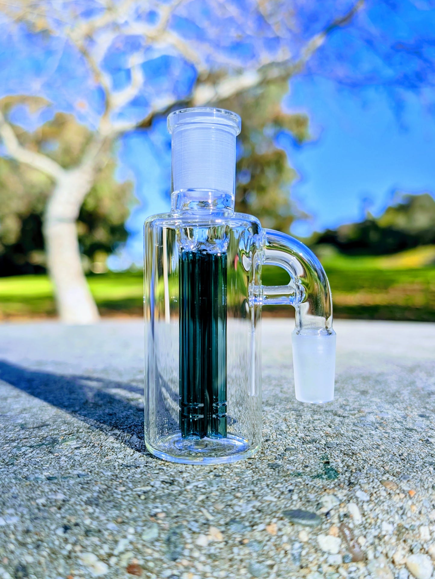 4" 14mm 90° Teal Quad Tree Perc Ash Catcher