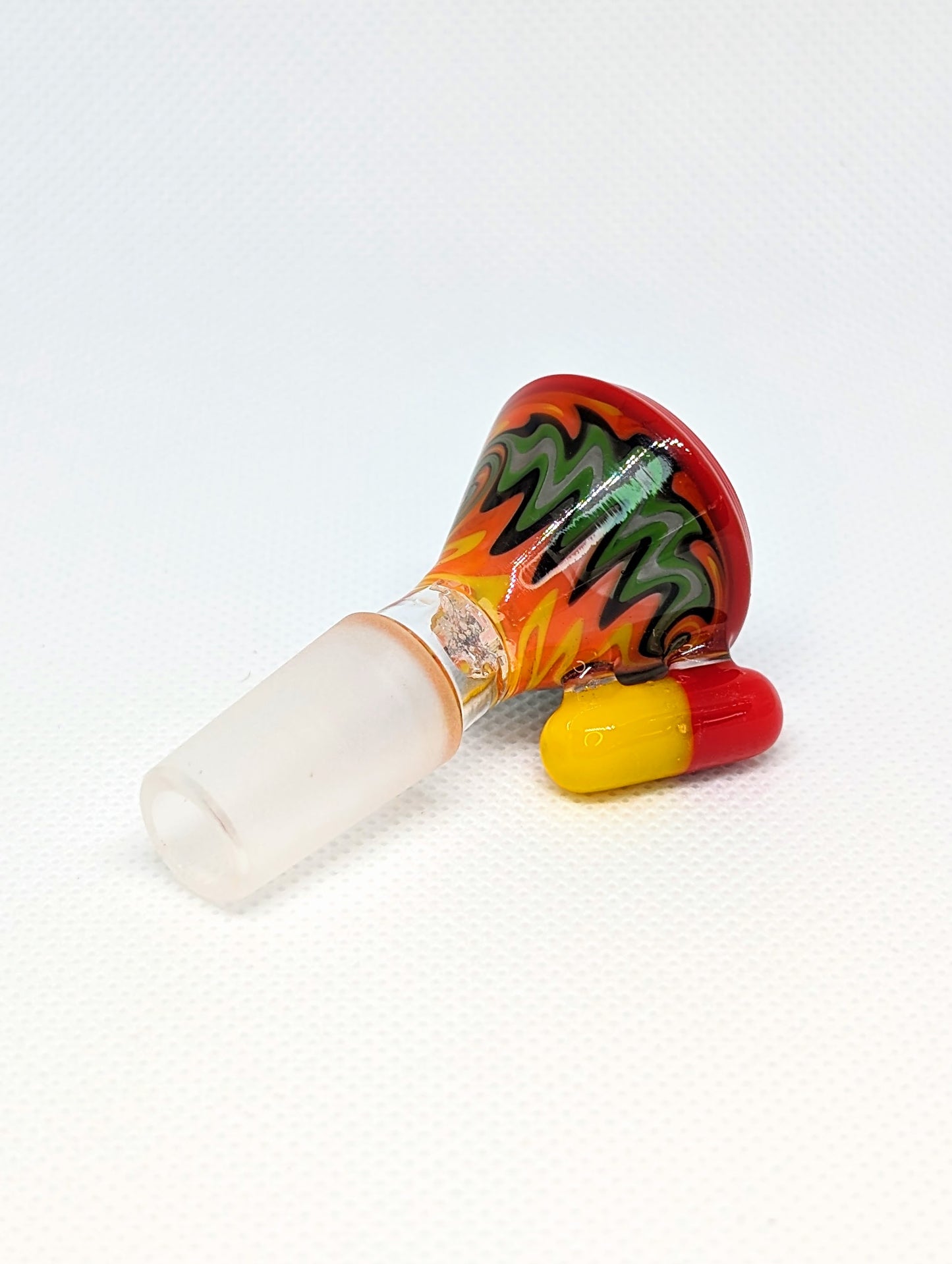 14mm Rasta Pill Handle Wig Wag Screen Bowl