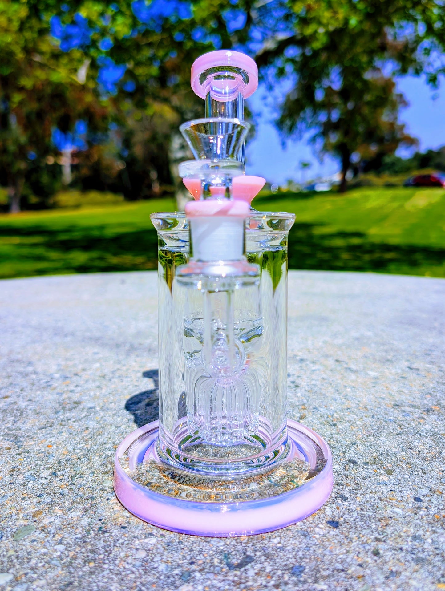 9" Thick & Heavy Pink Tree Perc Incycler Recycler