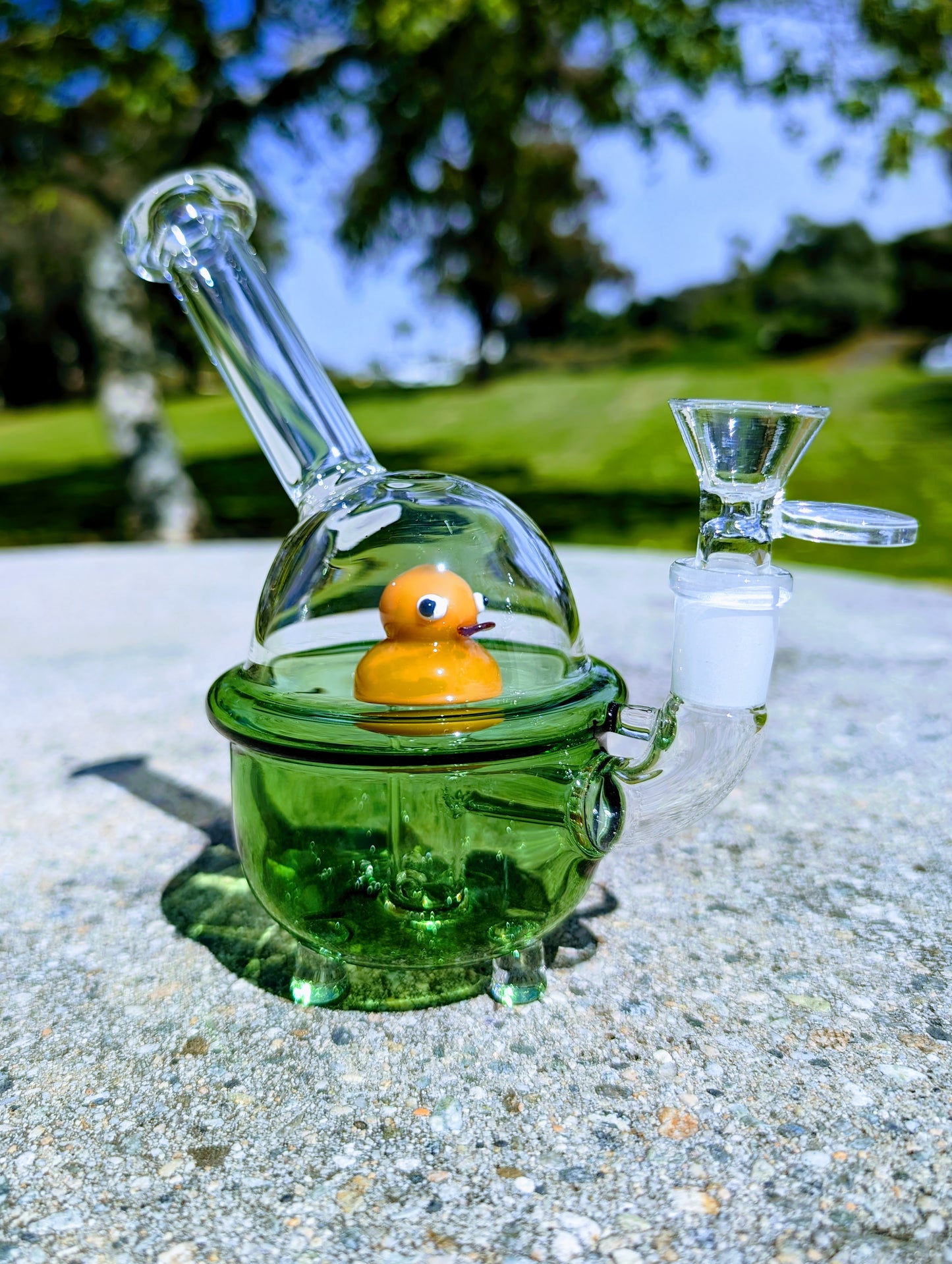 7" Green Glass Rubber Ducky Perc Rig