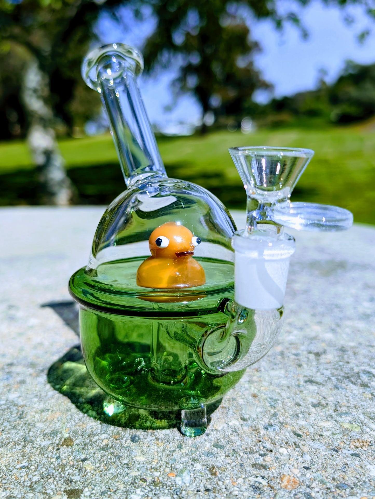 7" Green Glass Rubber Ducky Perc Rig