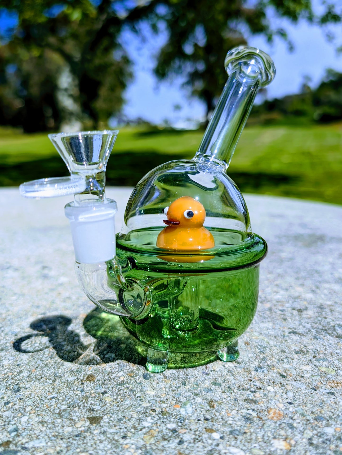 7" Green Glass Rubber Ducky Perc Rig