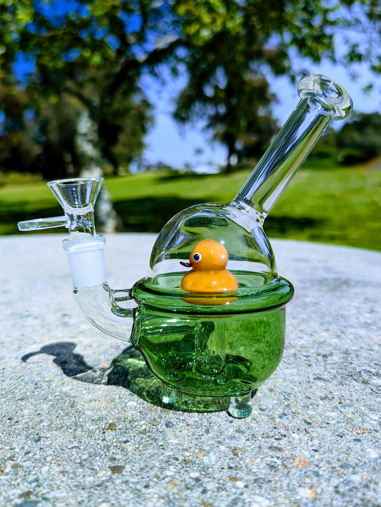 7" Green Glass Rubber Ducky Perc Rig