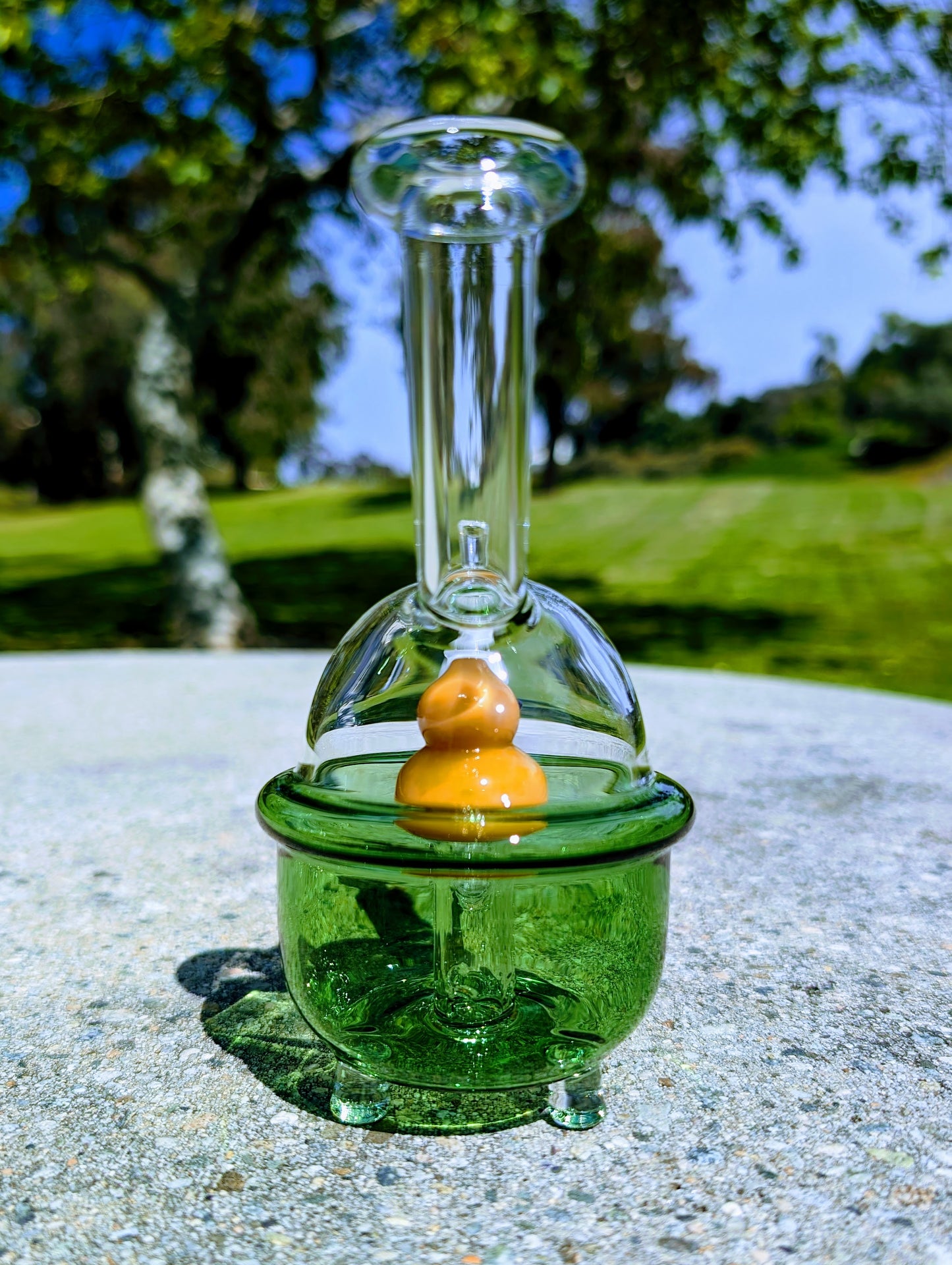 7" Green Glass Rubber Ducky Perc Rig