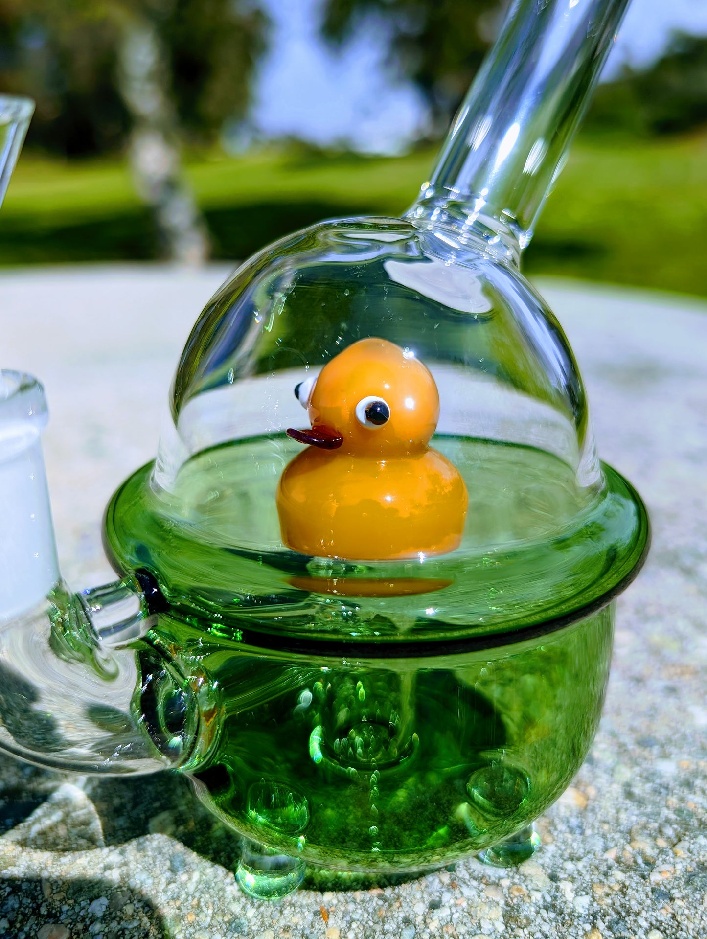 7" Green Glass Rubber Ducky Perc Rig