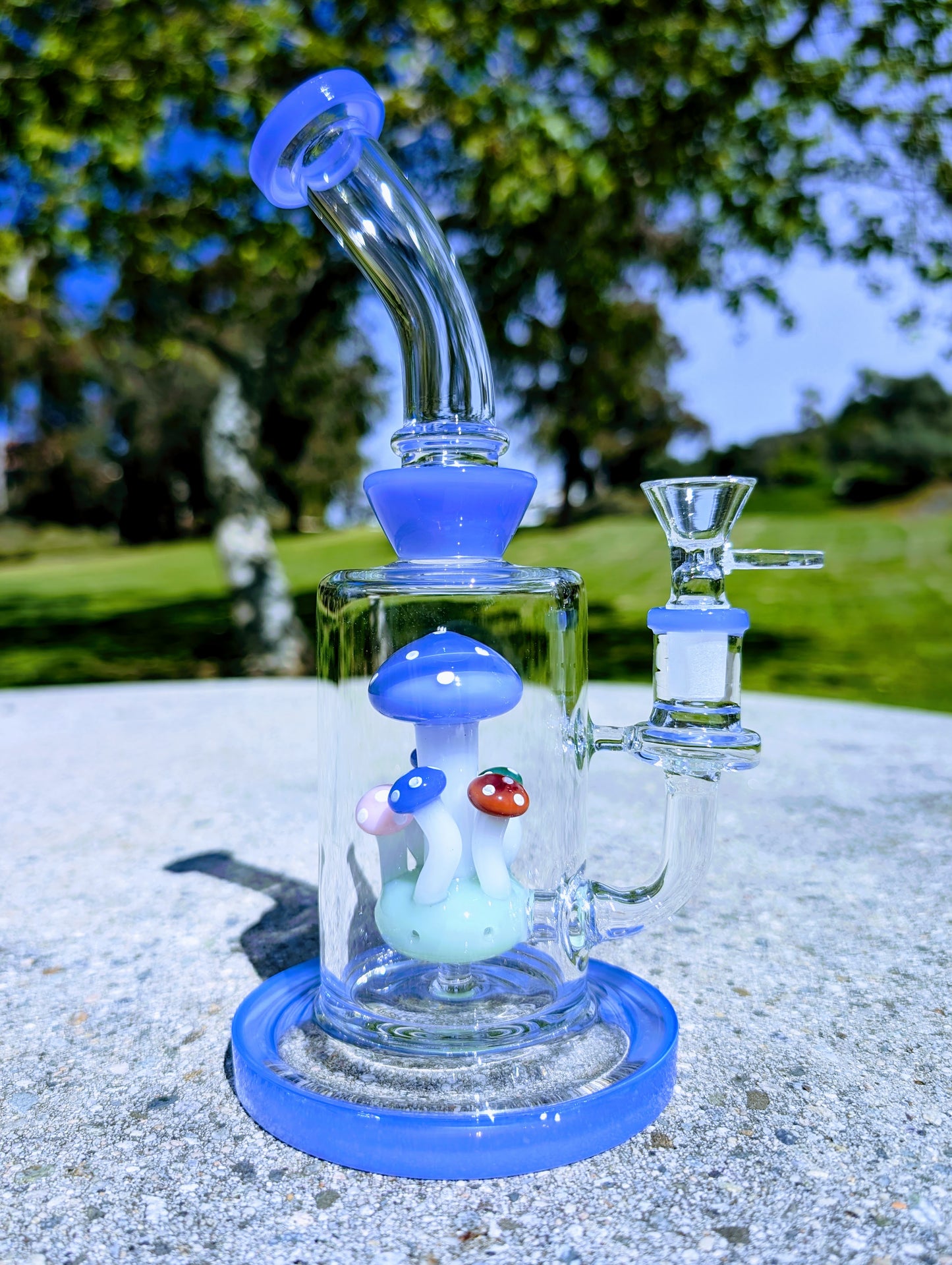 9" Blue Thick Heavy Mushroom Perc Rig