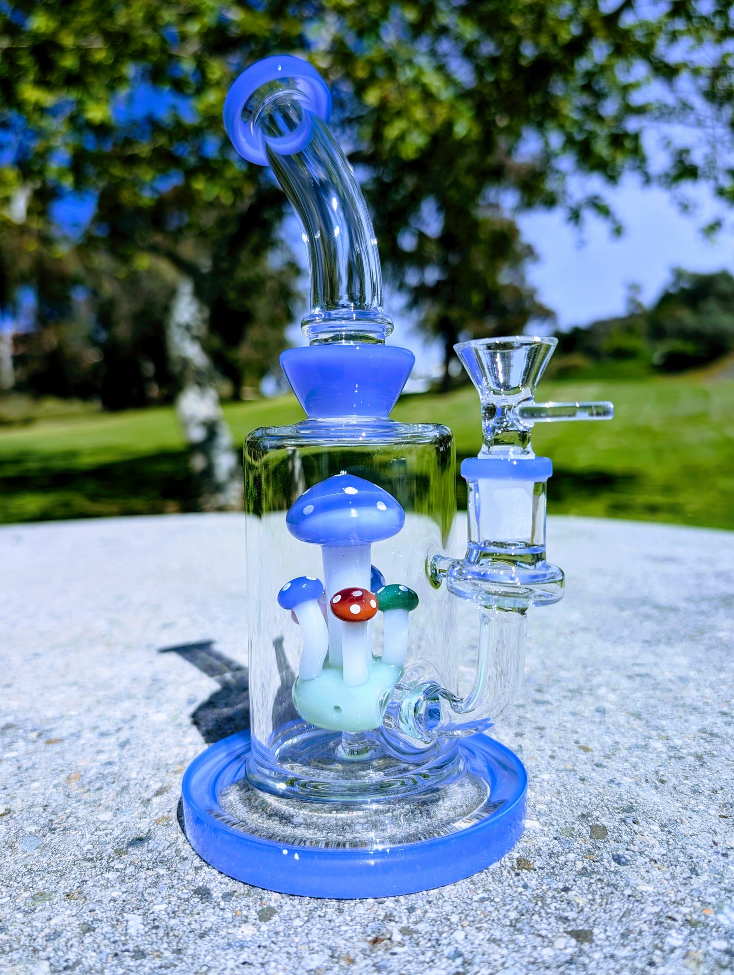 9" Blue Thick Heavy Mushroom Perc Rig