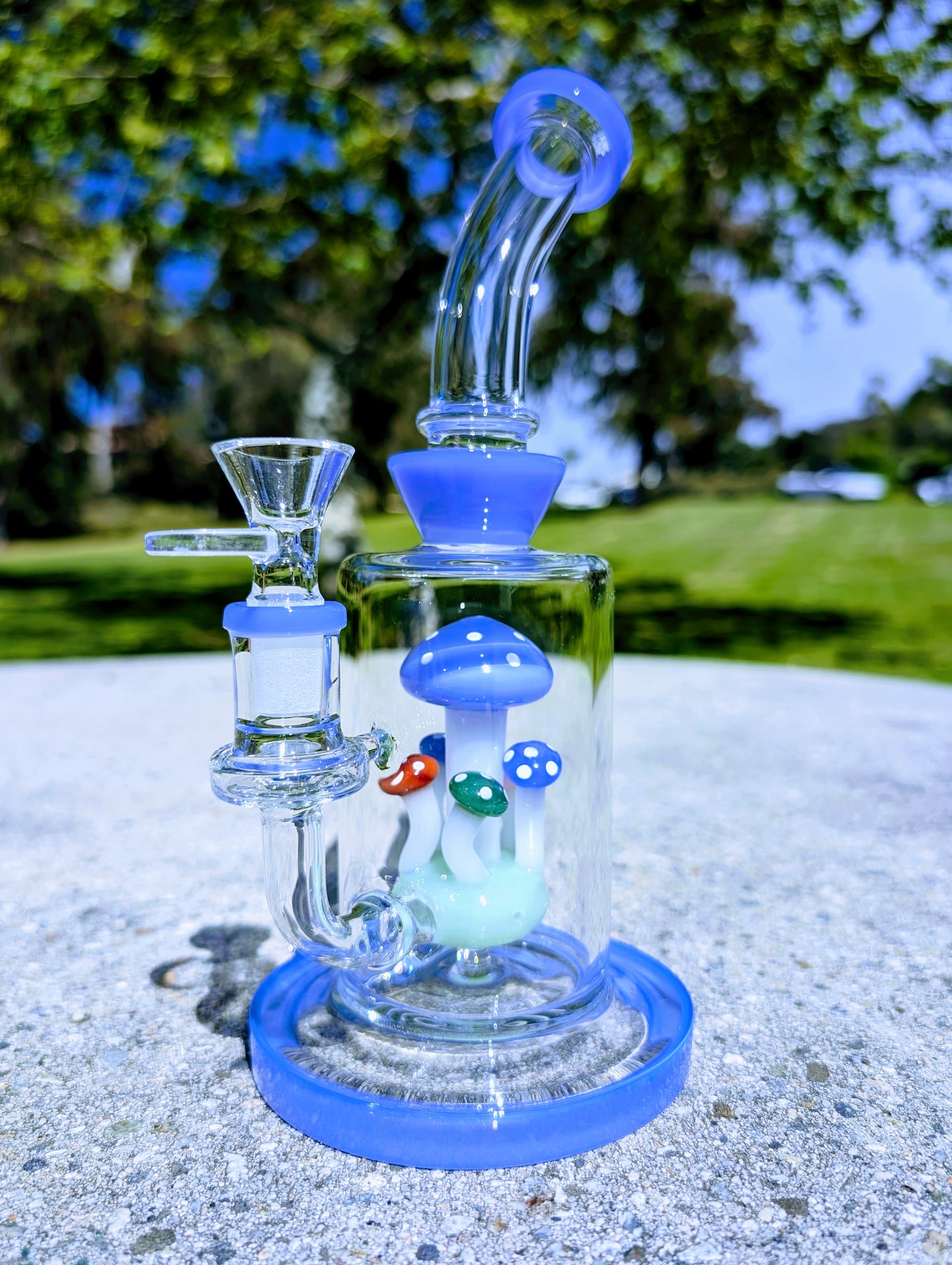 9" Blue Thick Heavy Mushroom Perc Rig