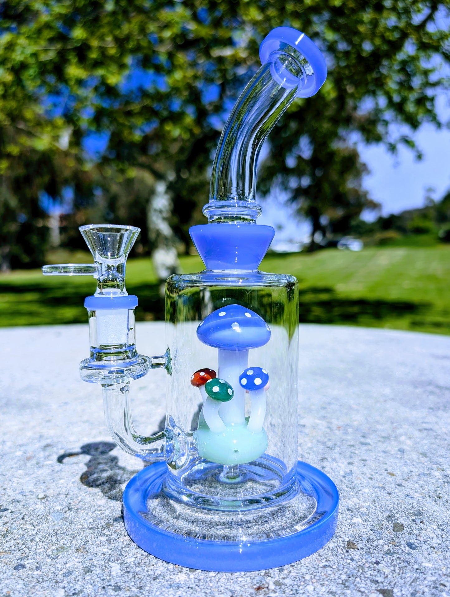 9" Blue Thick Heavy Mushroom Perc Rig