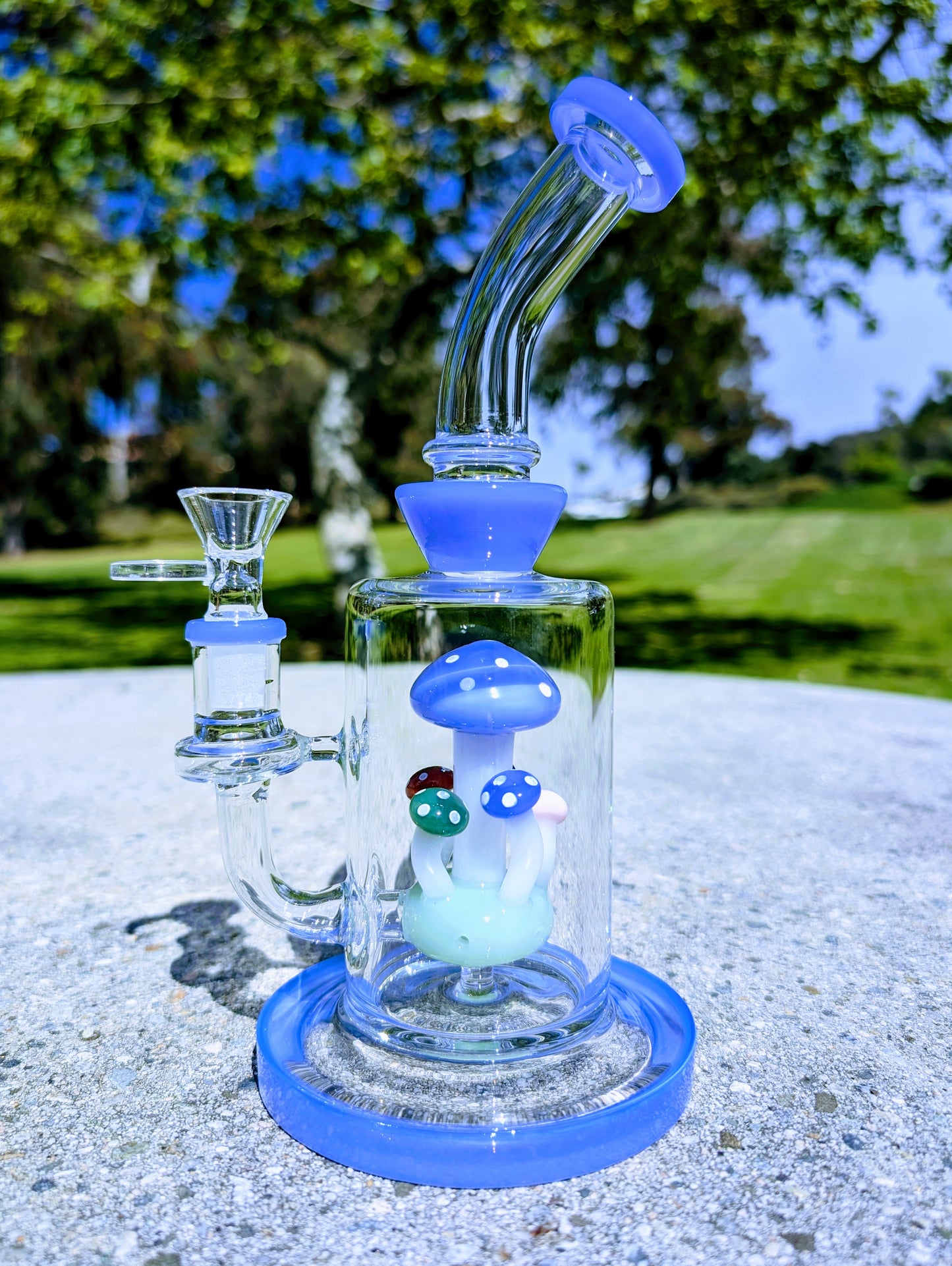 9" Blue Thick Heavy Mushroom Perc Rig