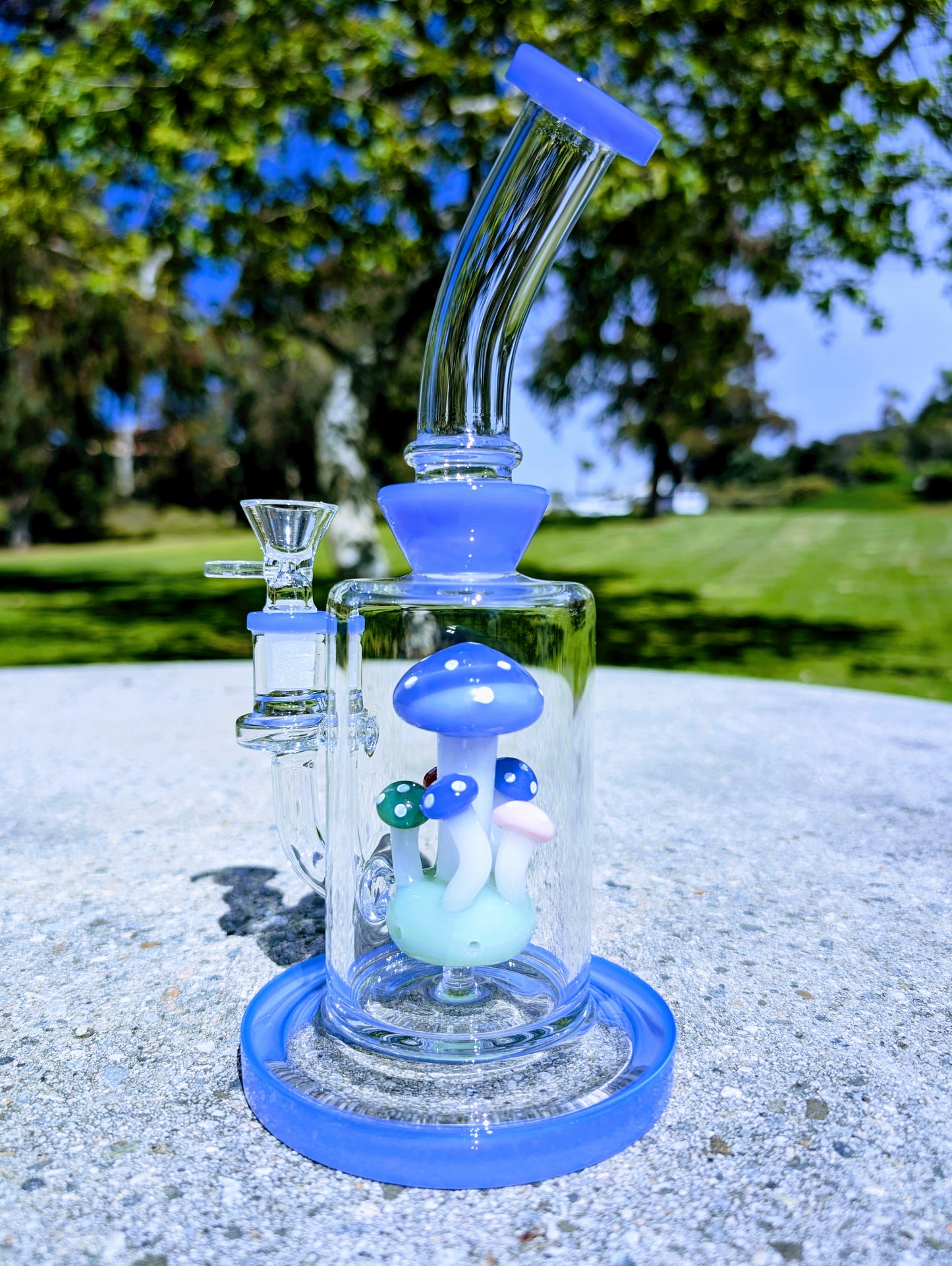 9" Blue Thick Heavy Mushroom Perc Rig