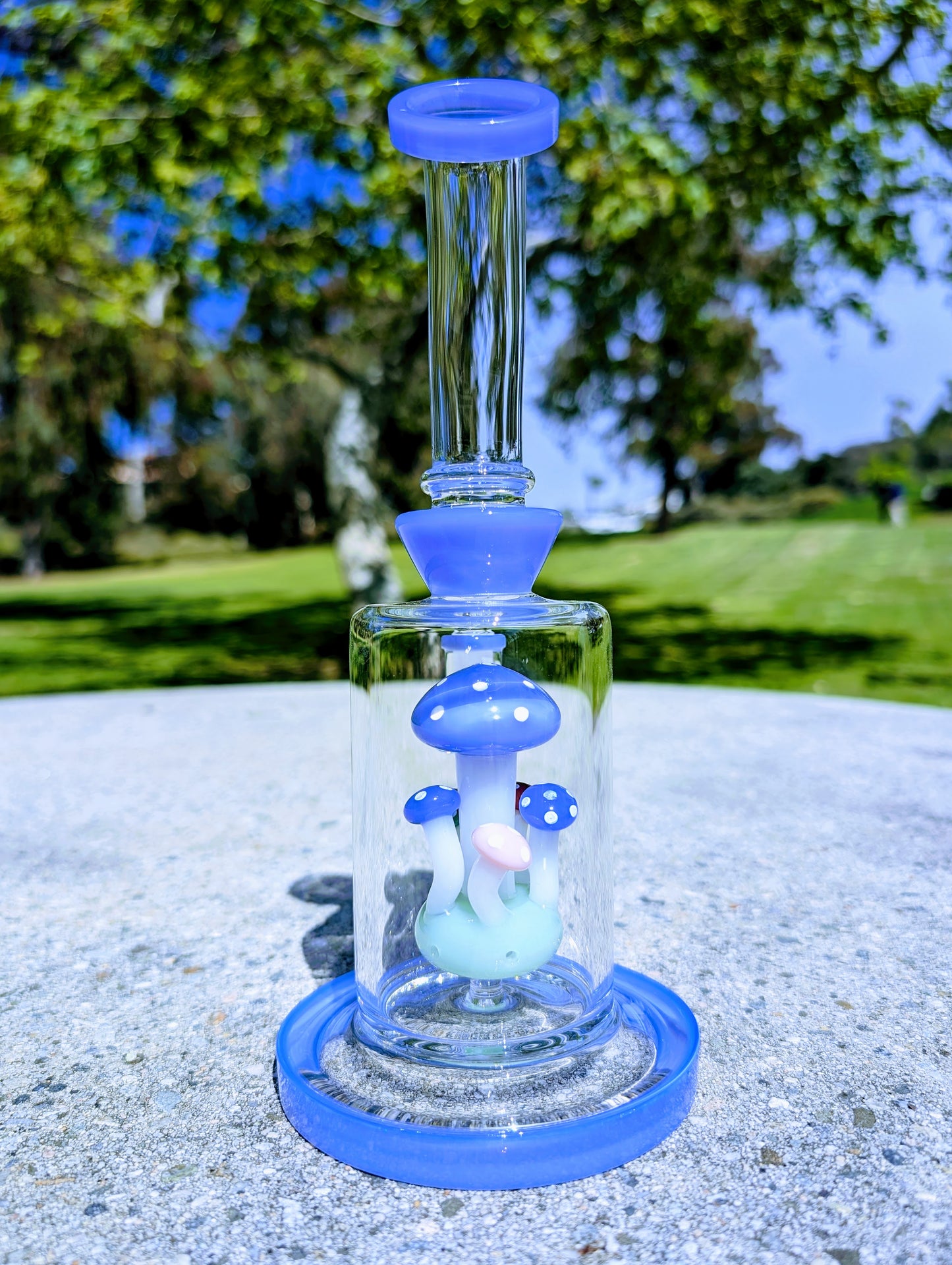 9" Blue Thick Heavy Mushroom Perc Rig