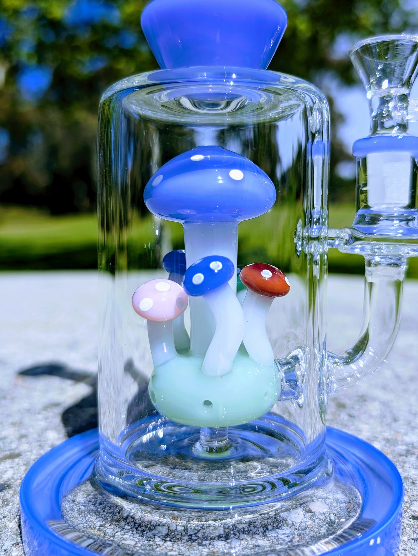 9" Blue Thick Heavy Mushroom Perc Rig