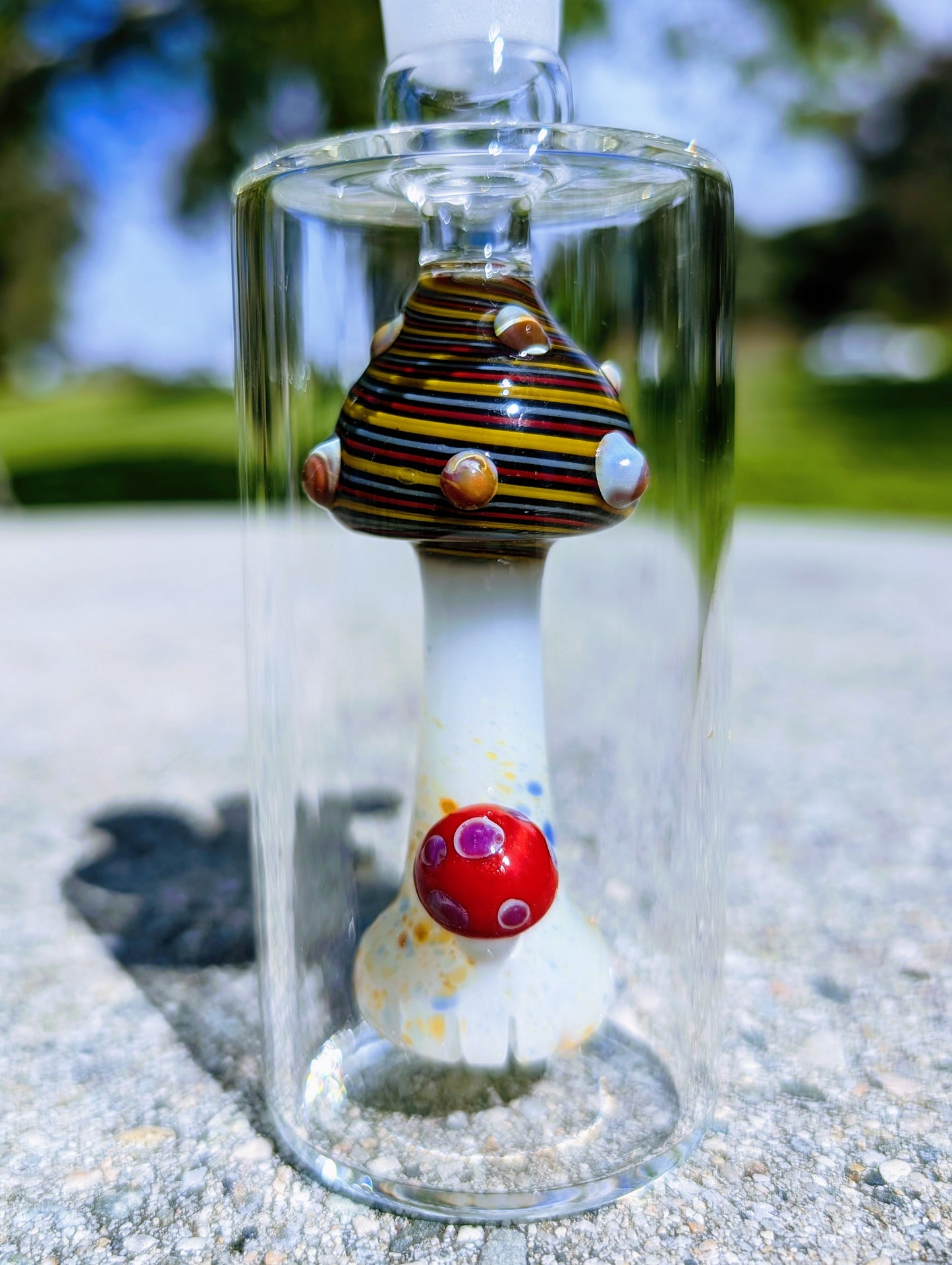 5" 14mm 45° Rainbow Mushroom Perc Ash Catcher