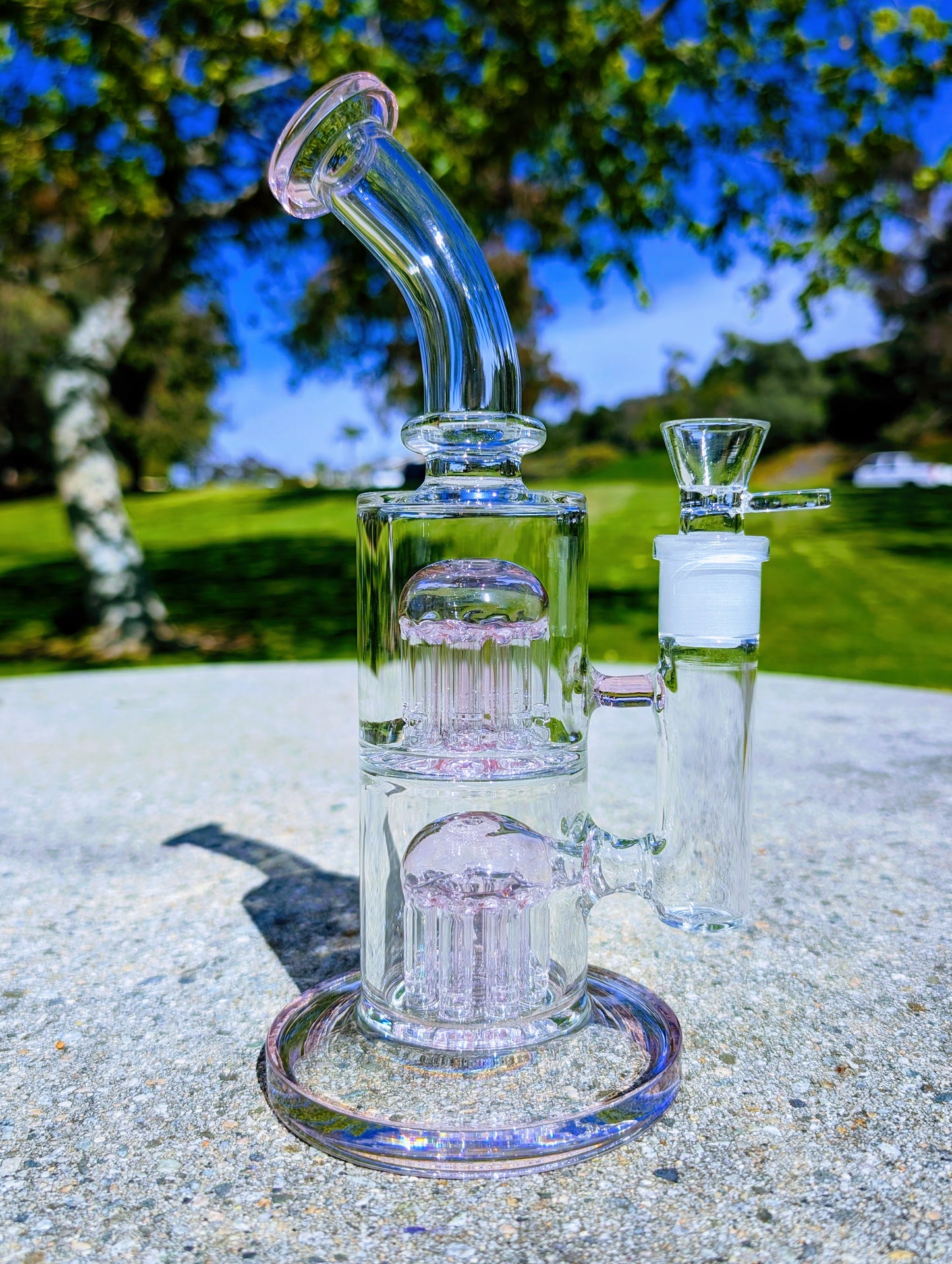 11" Pink Double Tree Percolator 18mm Rig