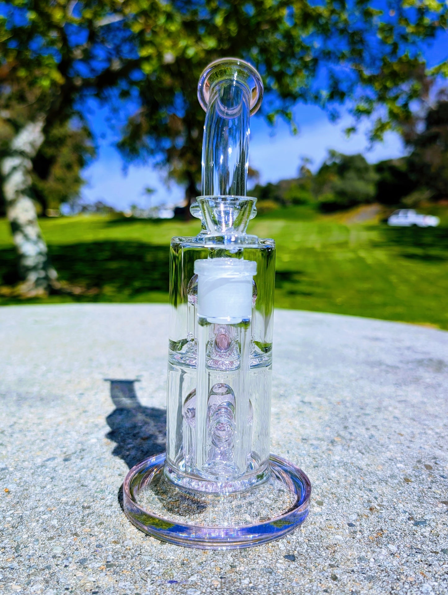 11" Pink Double Tree Percolator 18mm Rig