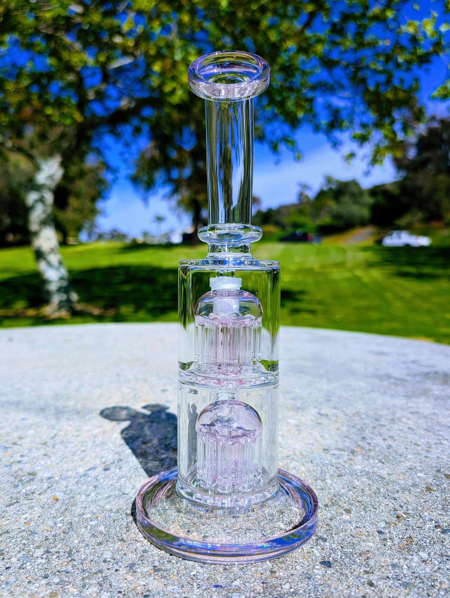 11" Pink Double Tree Percolator 18mm Rig