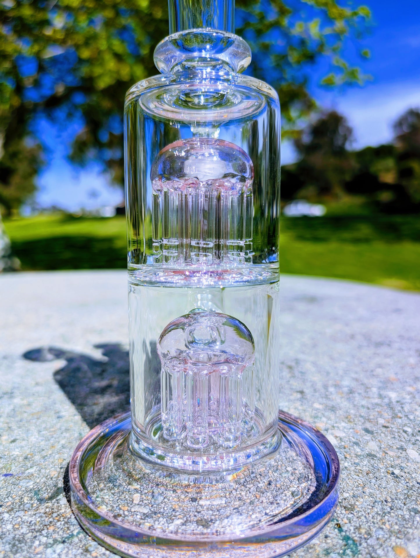 11" Pink Double Tree Percolator 18mm Rig