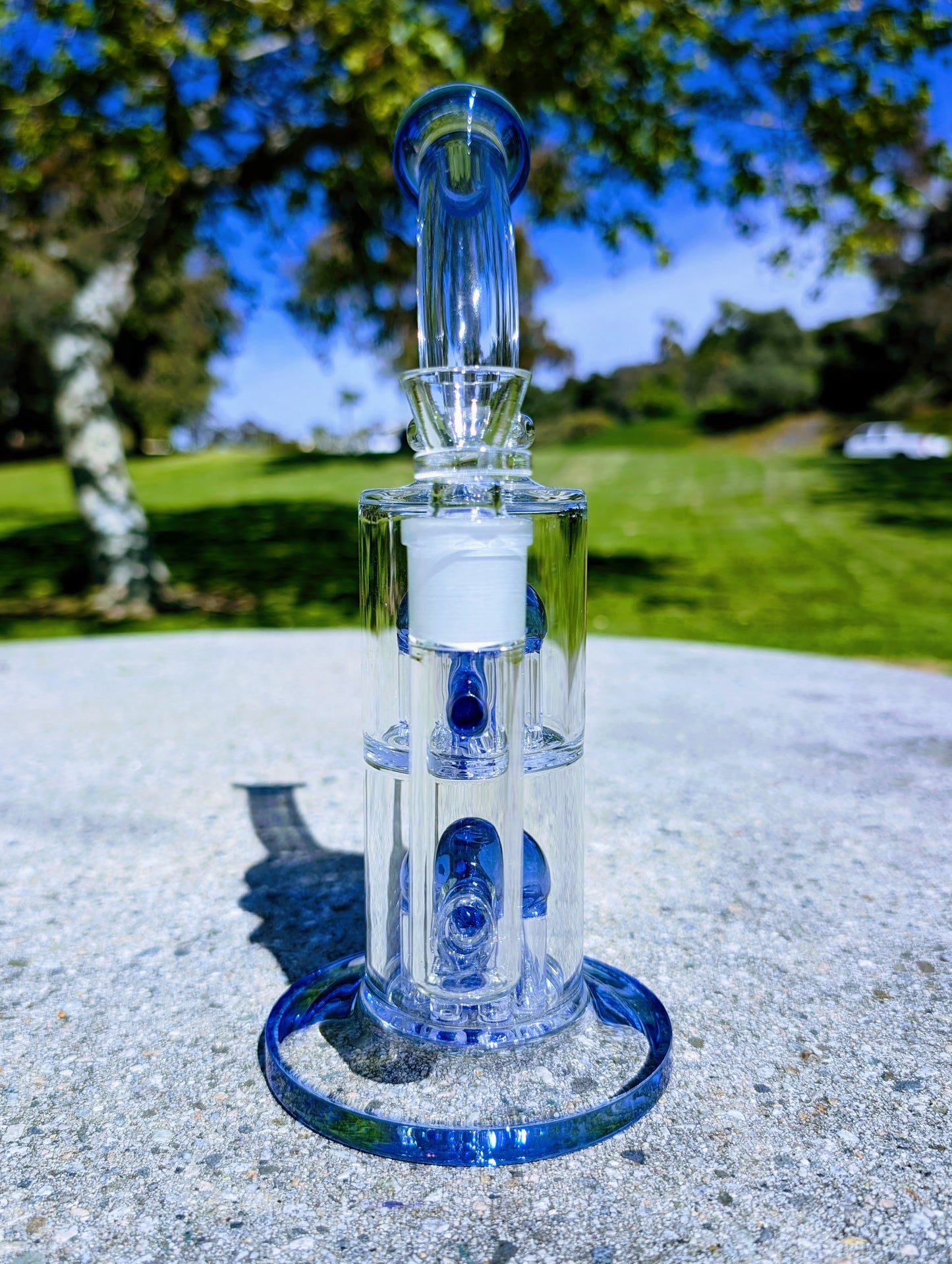 11" Blue Double Tree Percolator 18mm Rig