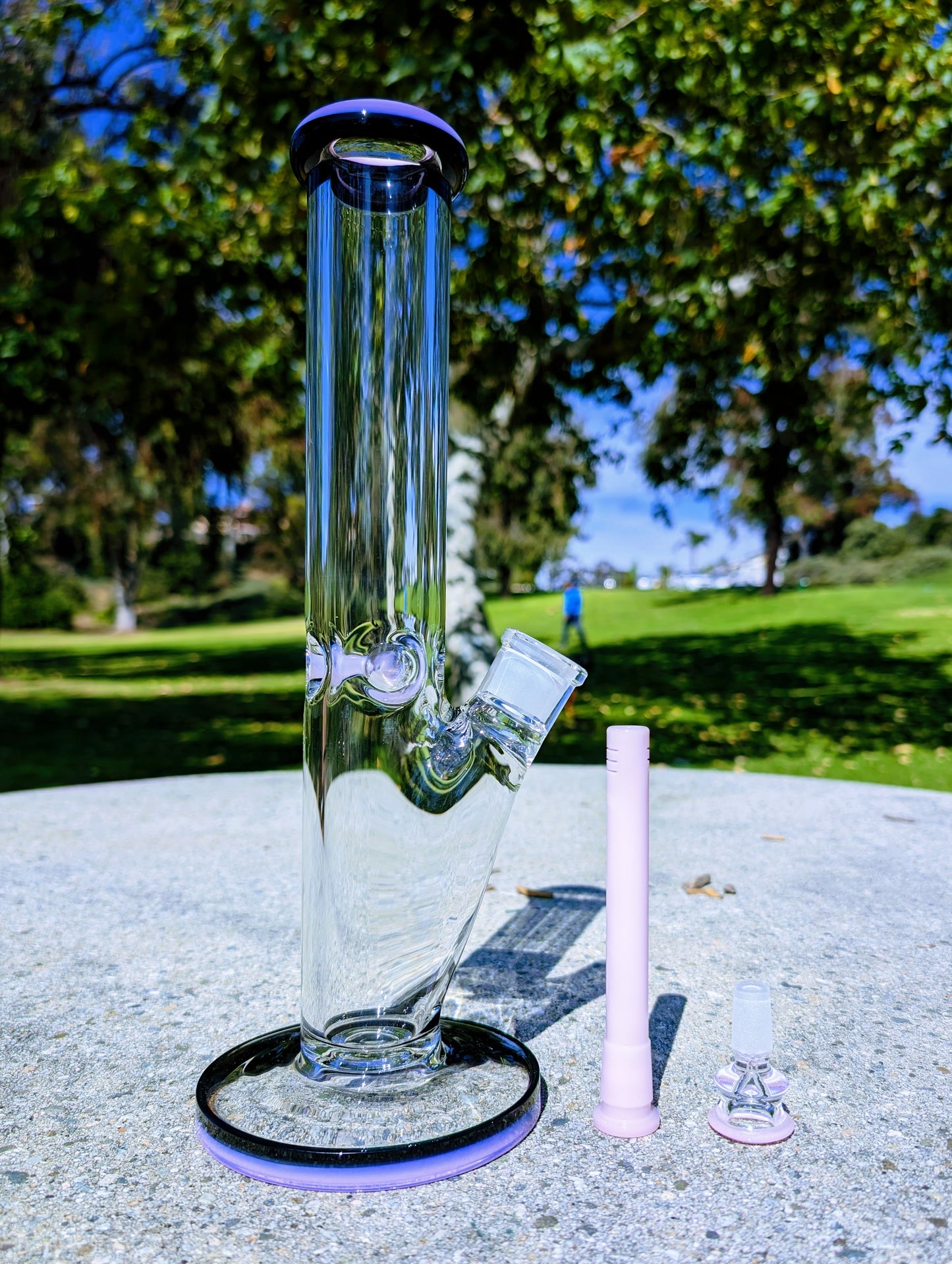 14" 9mm Pink & Black Heavy Straight Shooter Bong