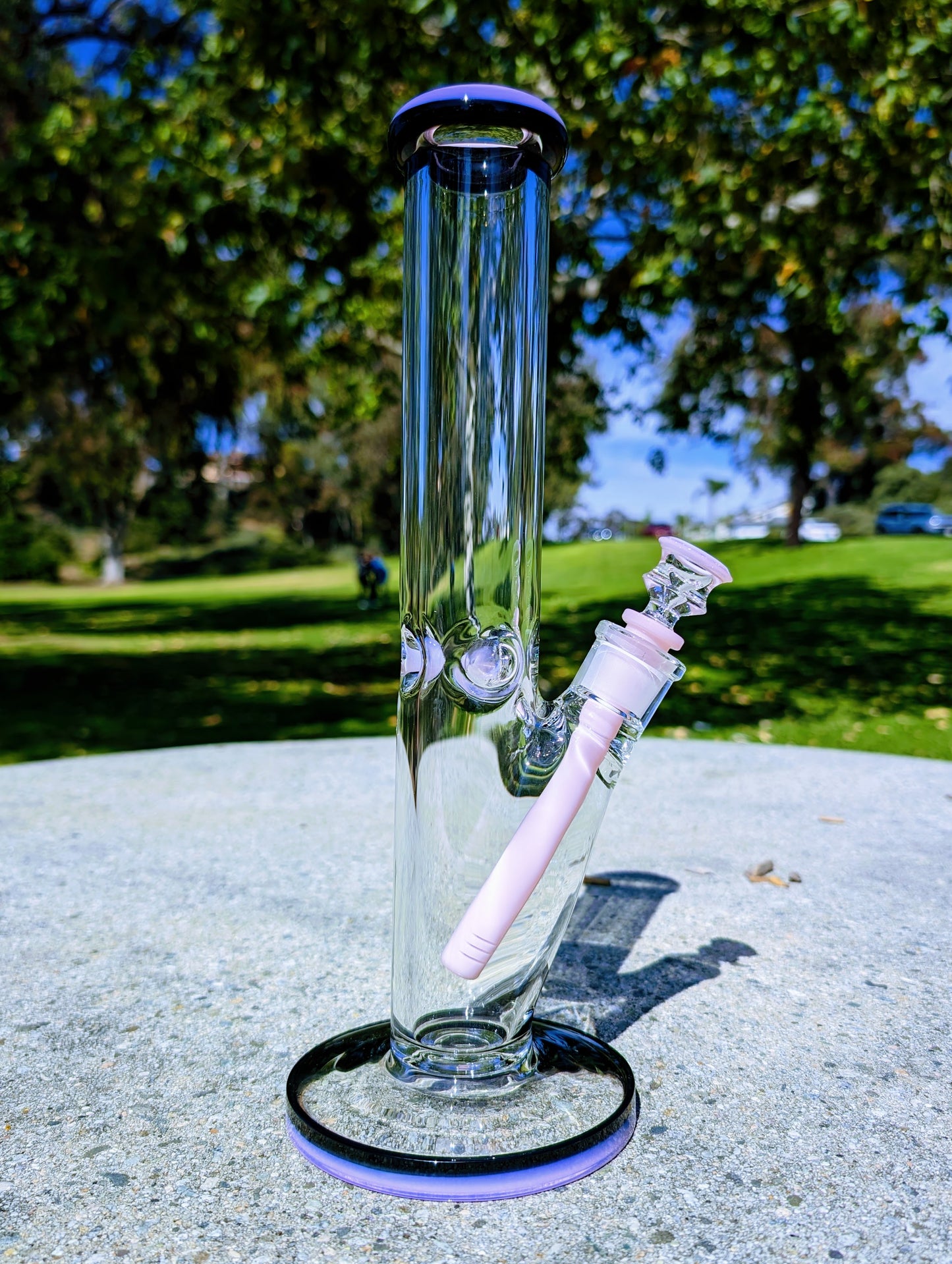 14" 9mm Pink & Black Heavy Straight Shooter Bong