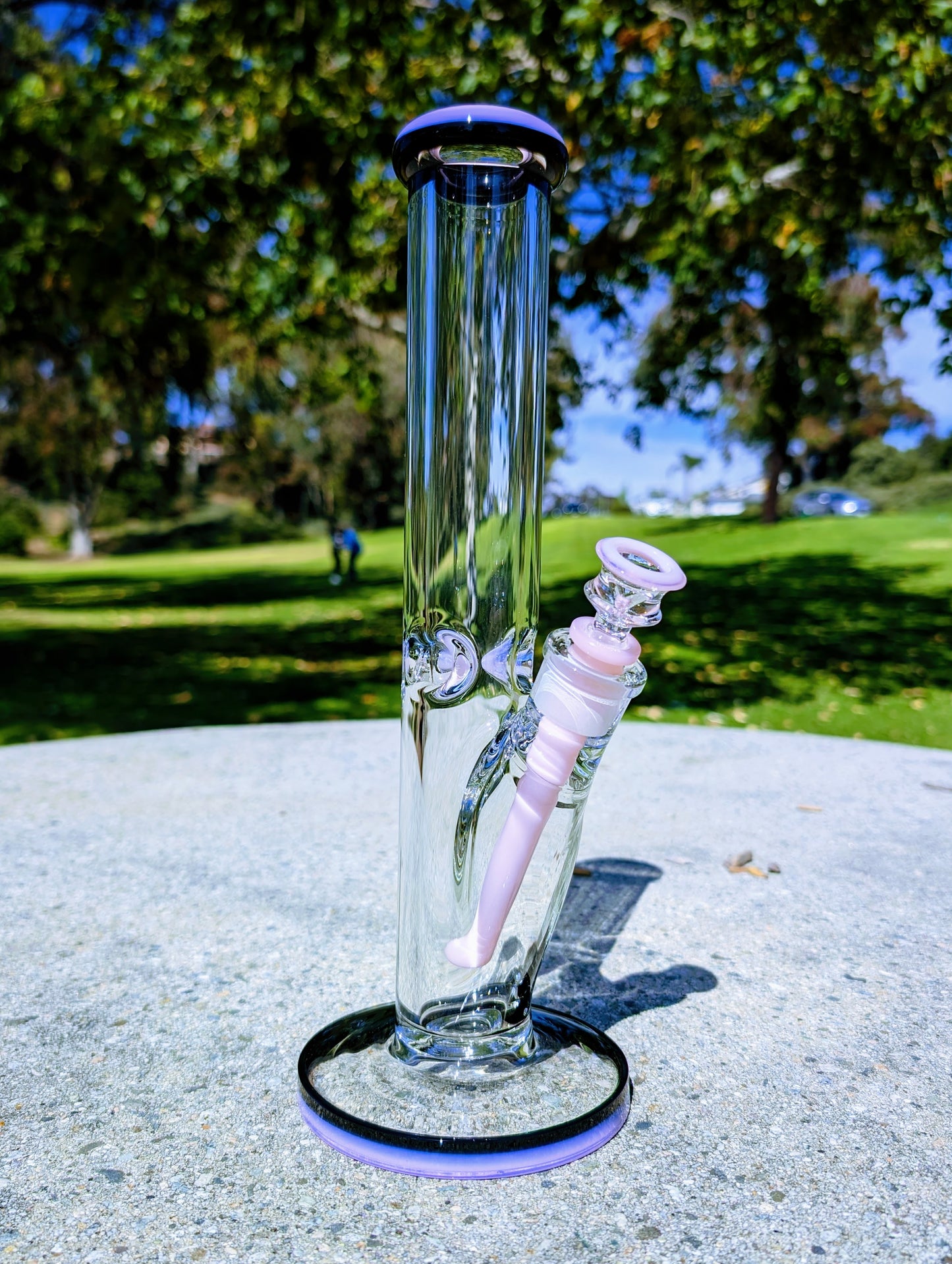 14" 9mm Pink & Black Heavy Straight Shooter Bong