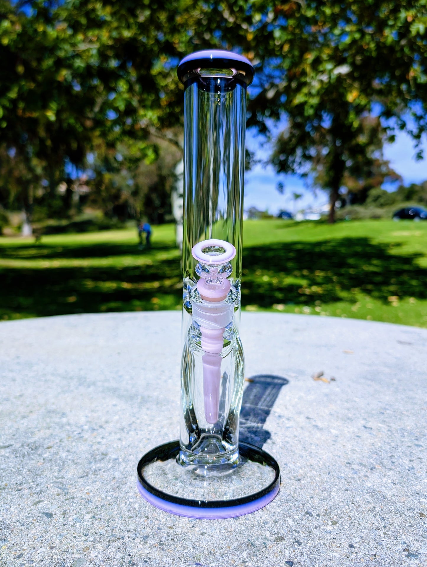 14" 9mm Pink & Black Heavy Straight Shooter Bong