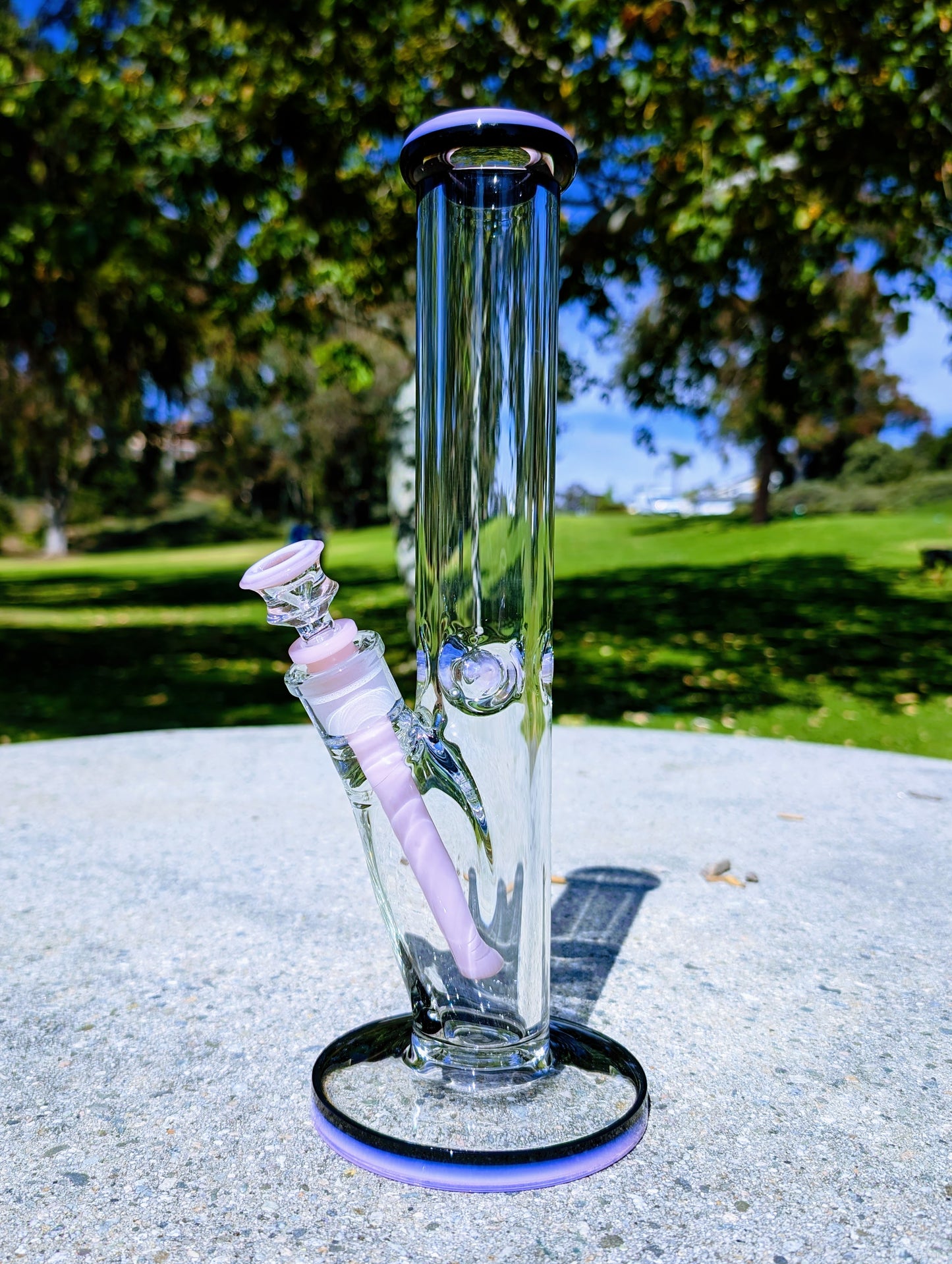 14" 9mm Pink & Black Heavy Straight Shooter Bong