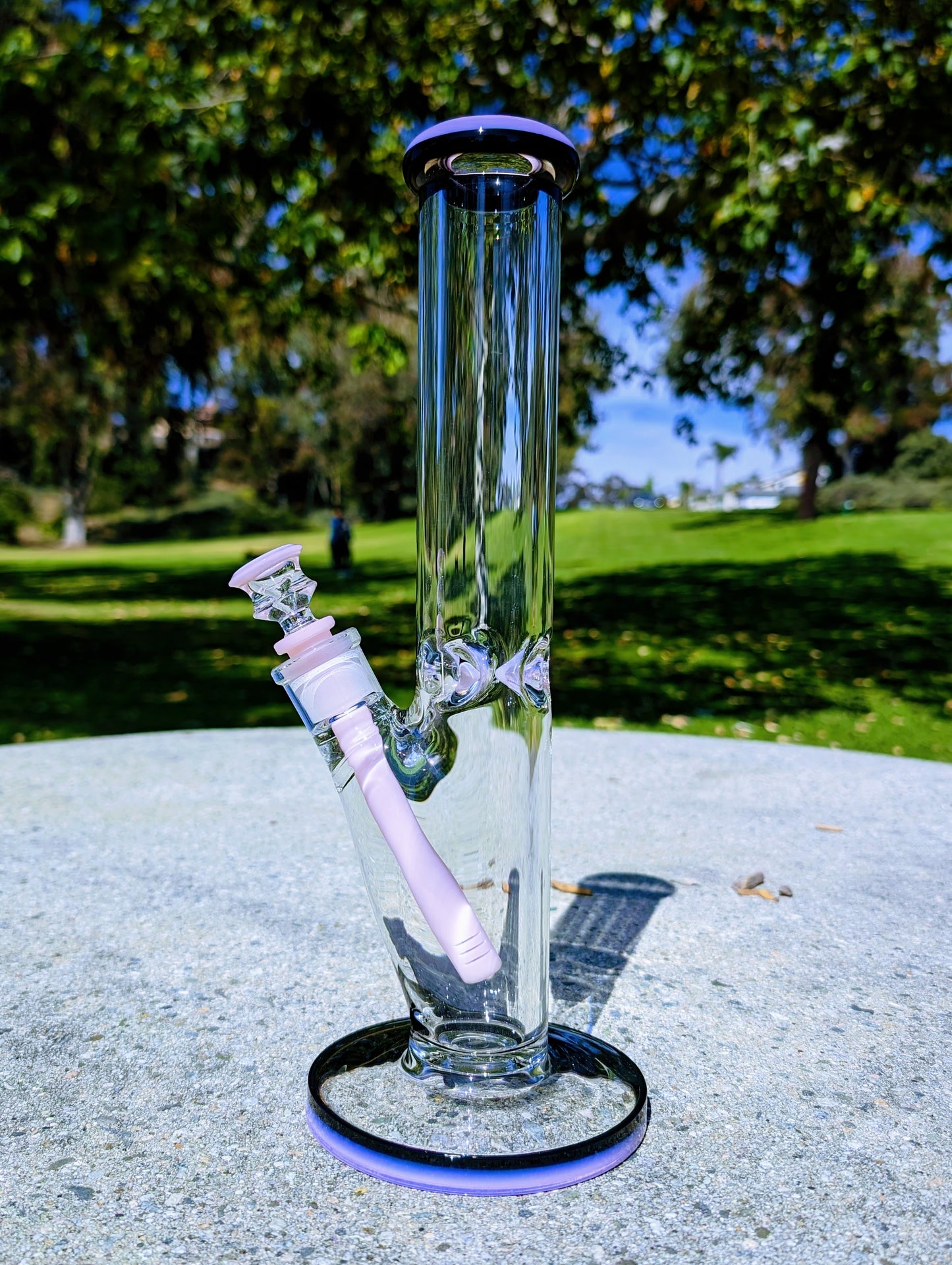 14" 9mm Pink & Black Heavy Straight Shooter Bong