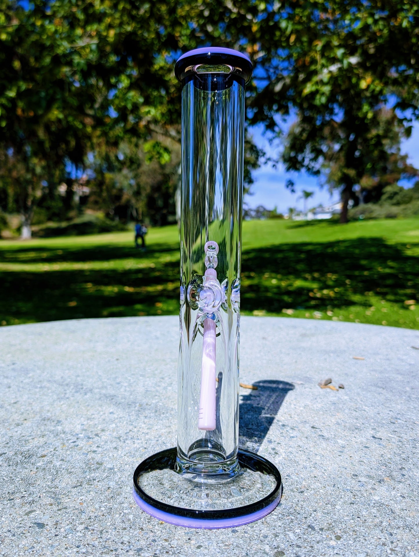 14" 9mm Pink & Black Heavy Straight Shooter Bong