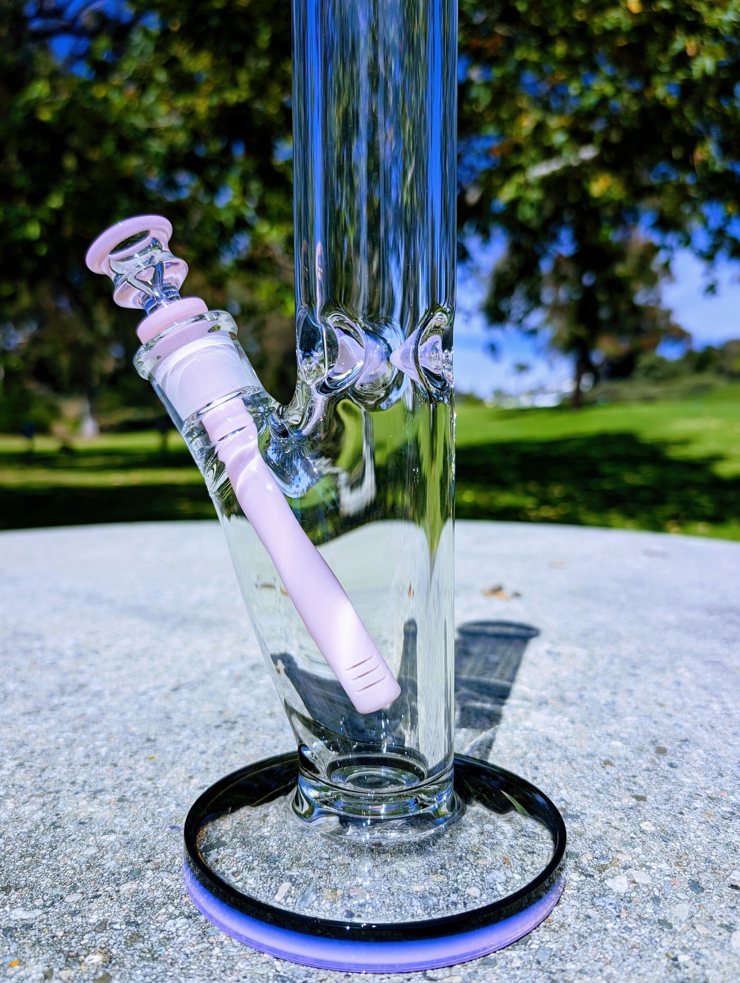 14" 9mm Pink & Black Heavy Straight Shooter Bong