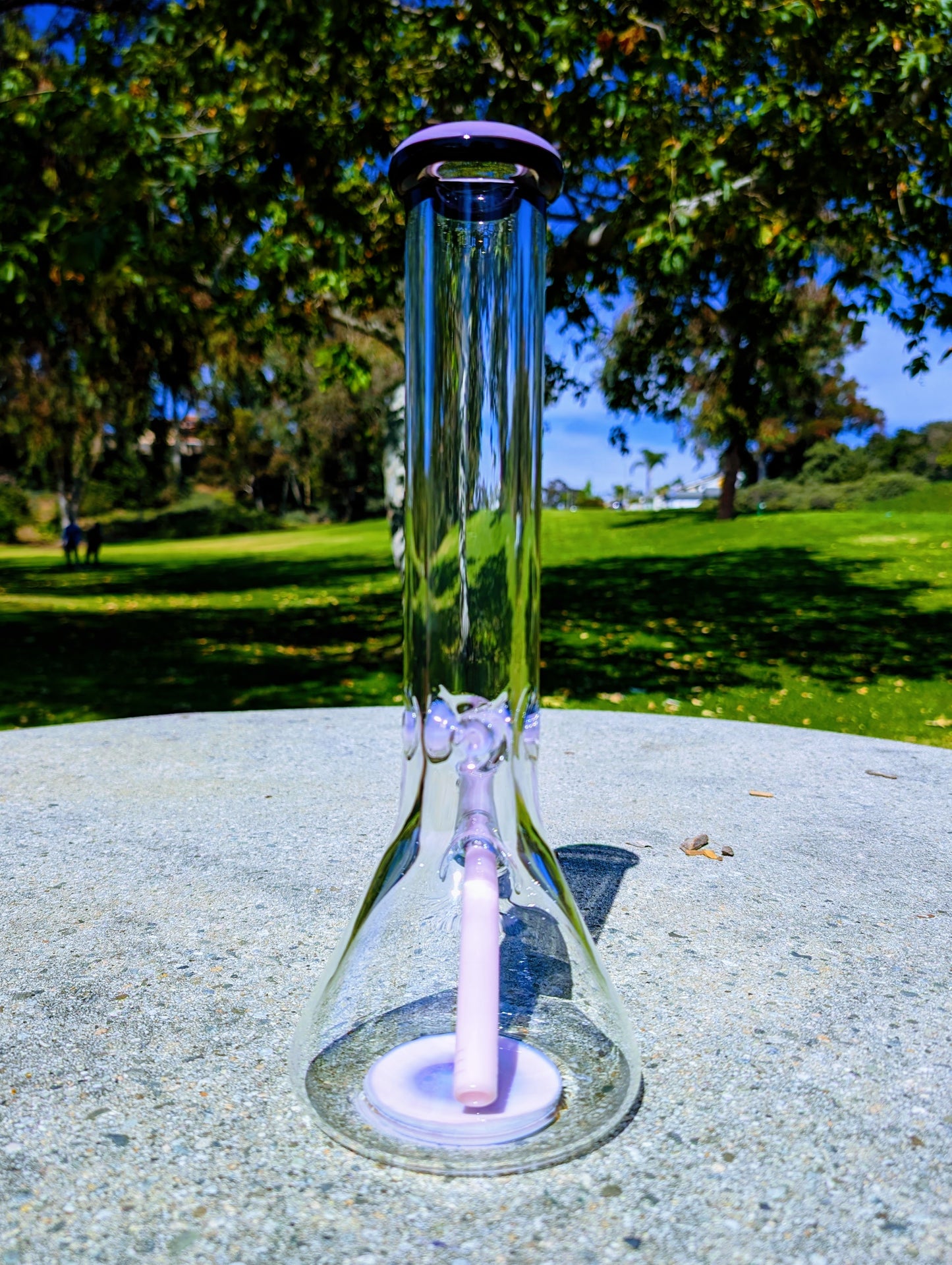 14" 9mm Pink & Black Heavy Glass Beaker Bong